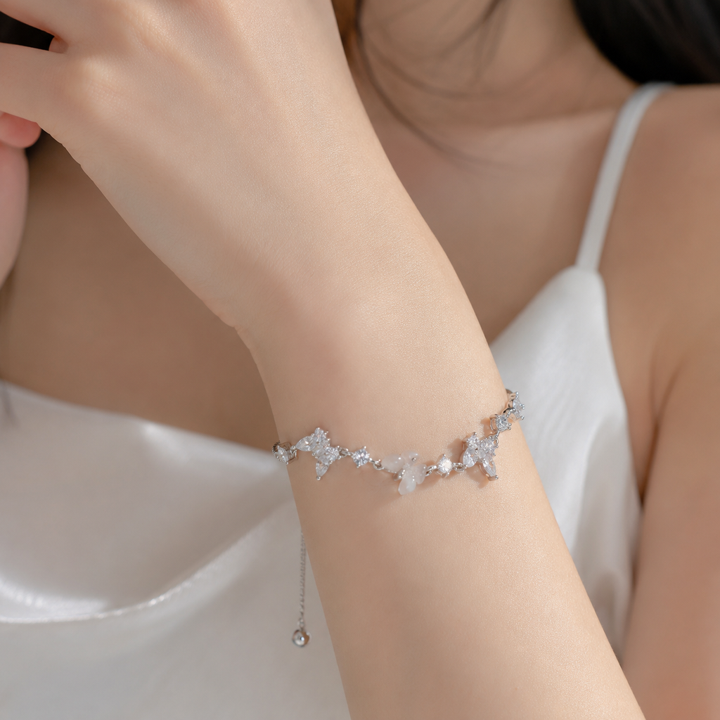 Cat's Eye Butterfly Bracelet (Silver)
