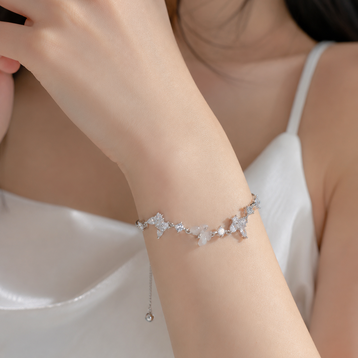 Cat's Eye Butterfly Bracelet (Silver)