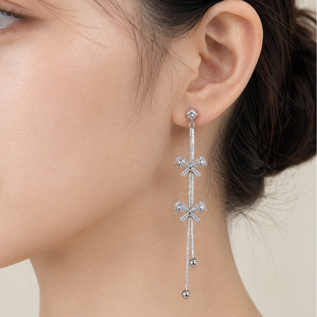 Celeste Bow Tassel Clip-On Earrings
