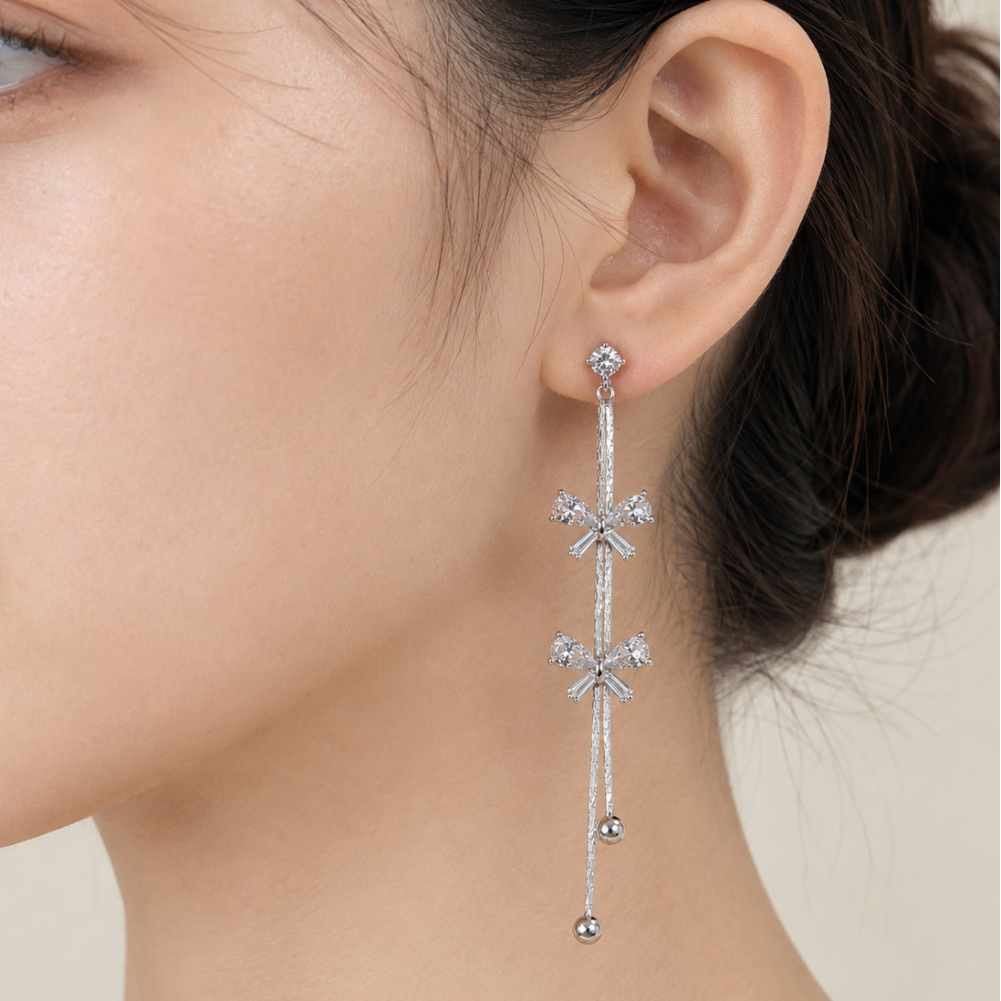 Celeste Bow Tassel Clip-On Earrings