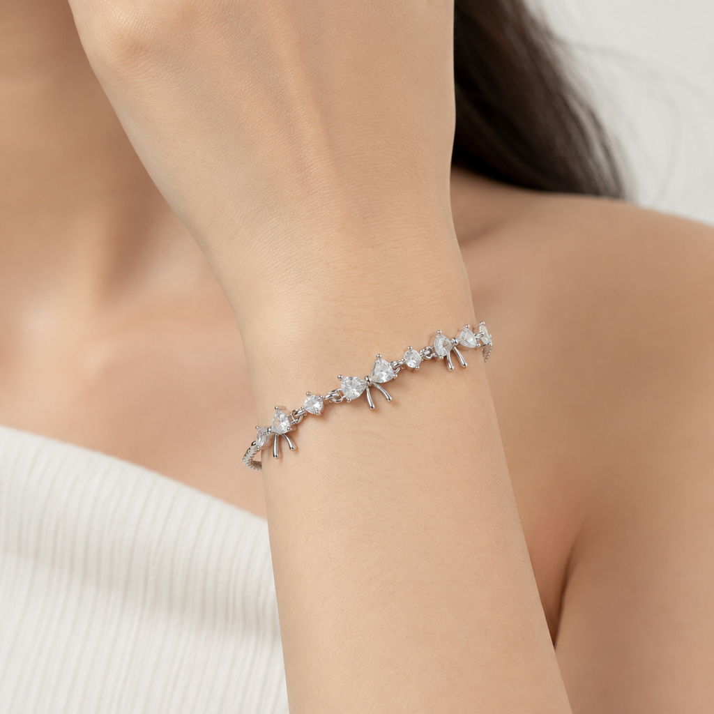 Sparkling Trio Bow Bracelet