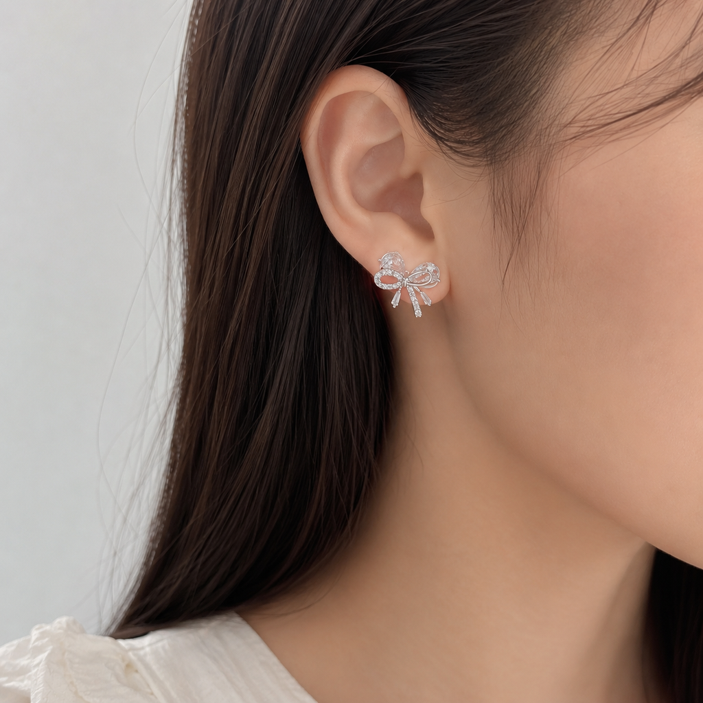 Crystal Bow Stud Earrings