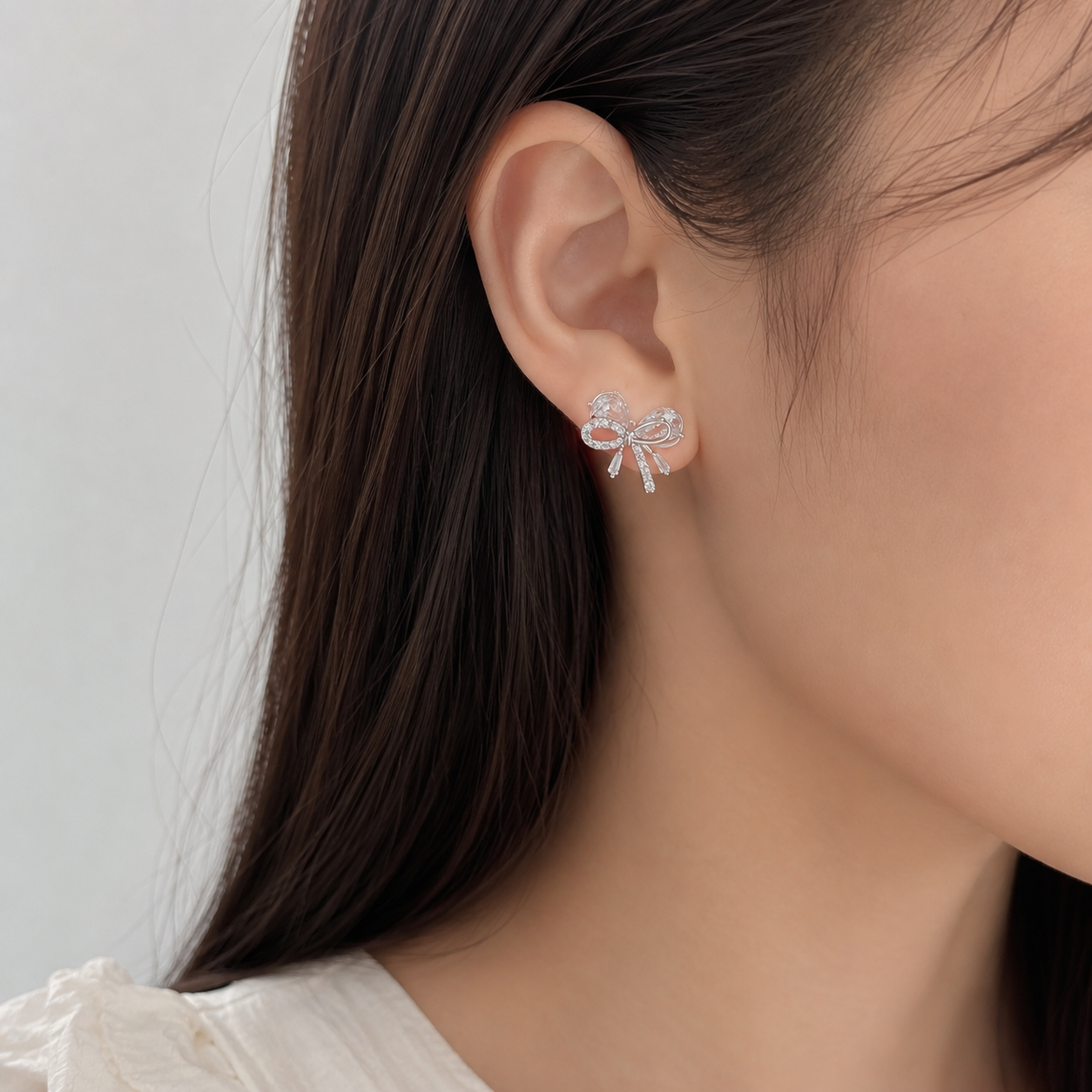 Crystal Bow Stud Earrings