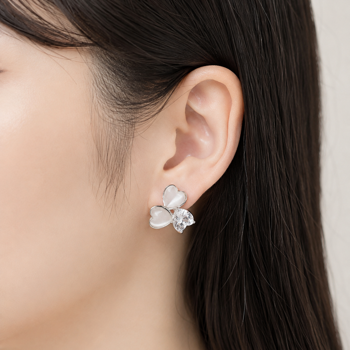 Cat’s Eye Heart Clover Clip-On Earrings
