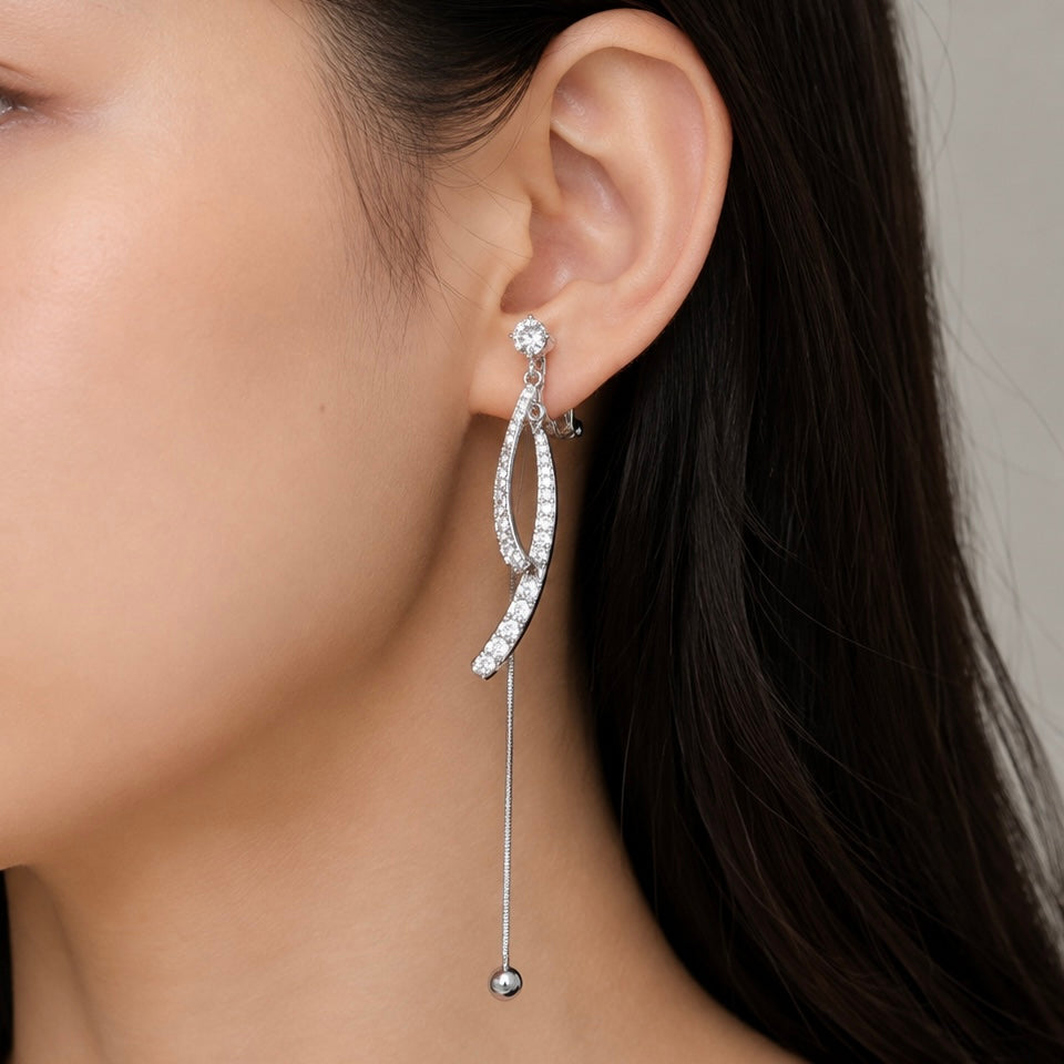 Twisted Crystal Drop Clip-On Earrings