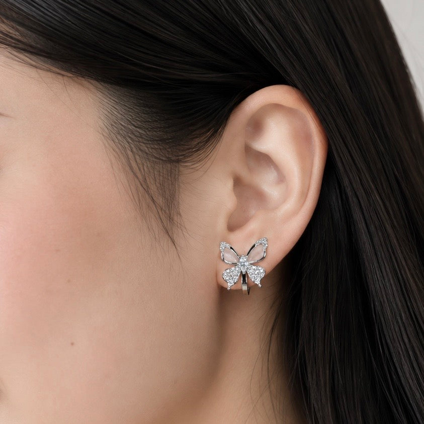 Cat’s Eye Crystal Butterfly Clip-On Earrings