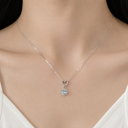 Amour Heart Moissanite 925 Silver Necklace