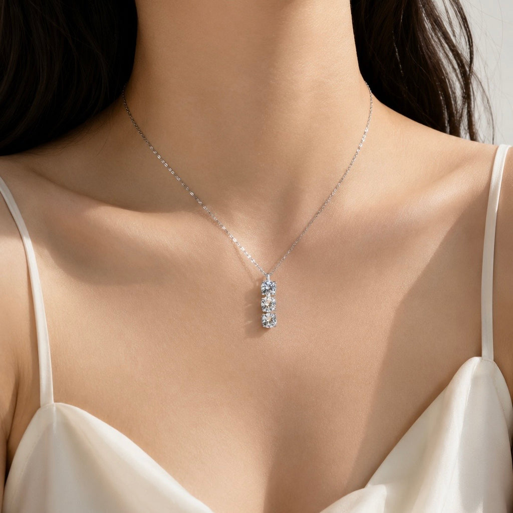 Trio Glow Moissanite 925 Silver Necklace