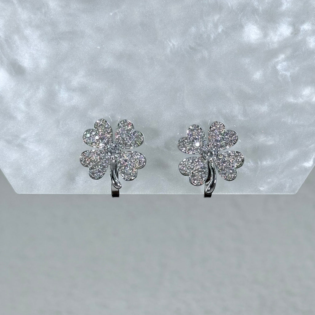 Pavé Crystal Clover Clip-On Earrings