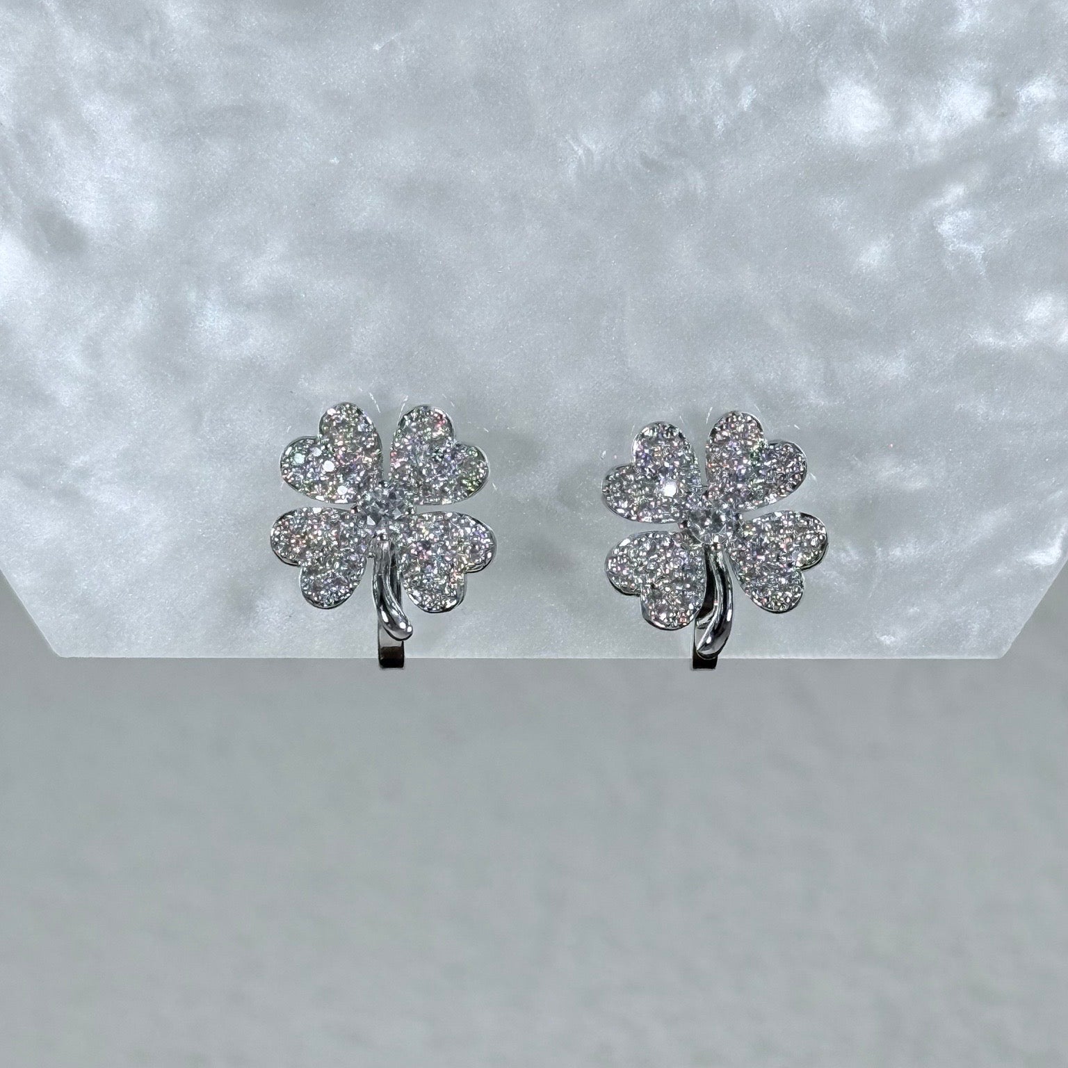 Pavé Crystal Clover Clip-On Earrings