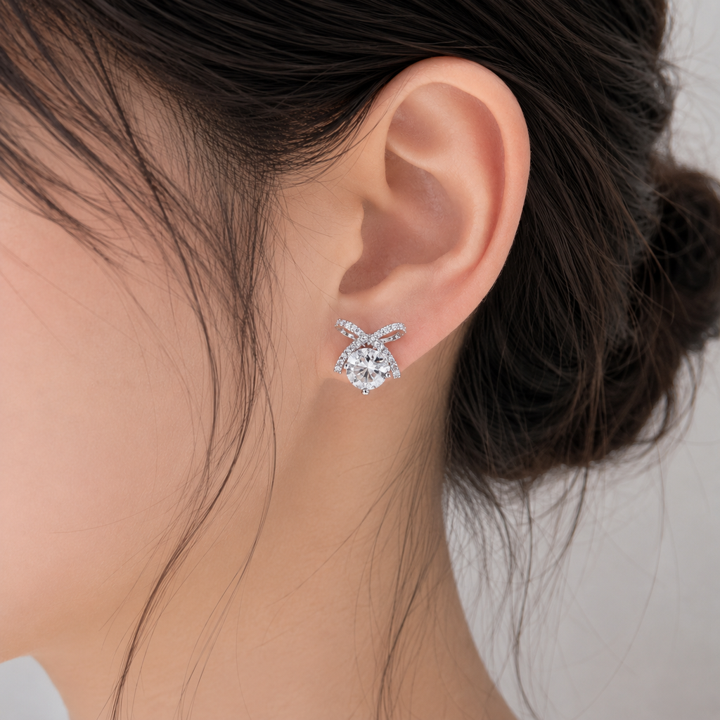 Bow Sparkle Stud Earrings