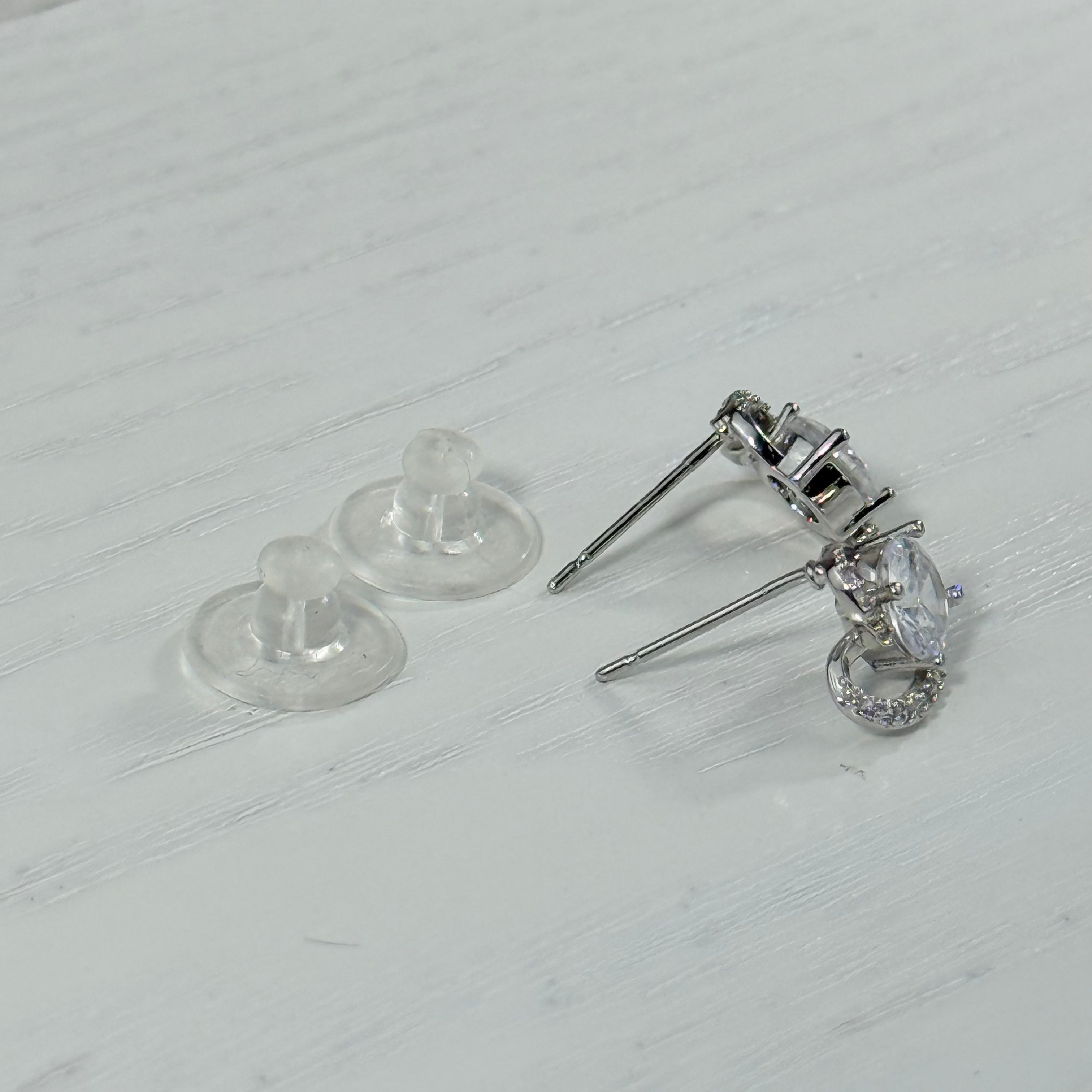 Sparkling Heart Stud Earrings