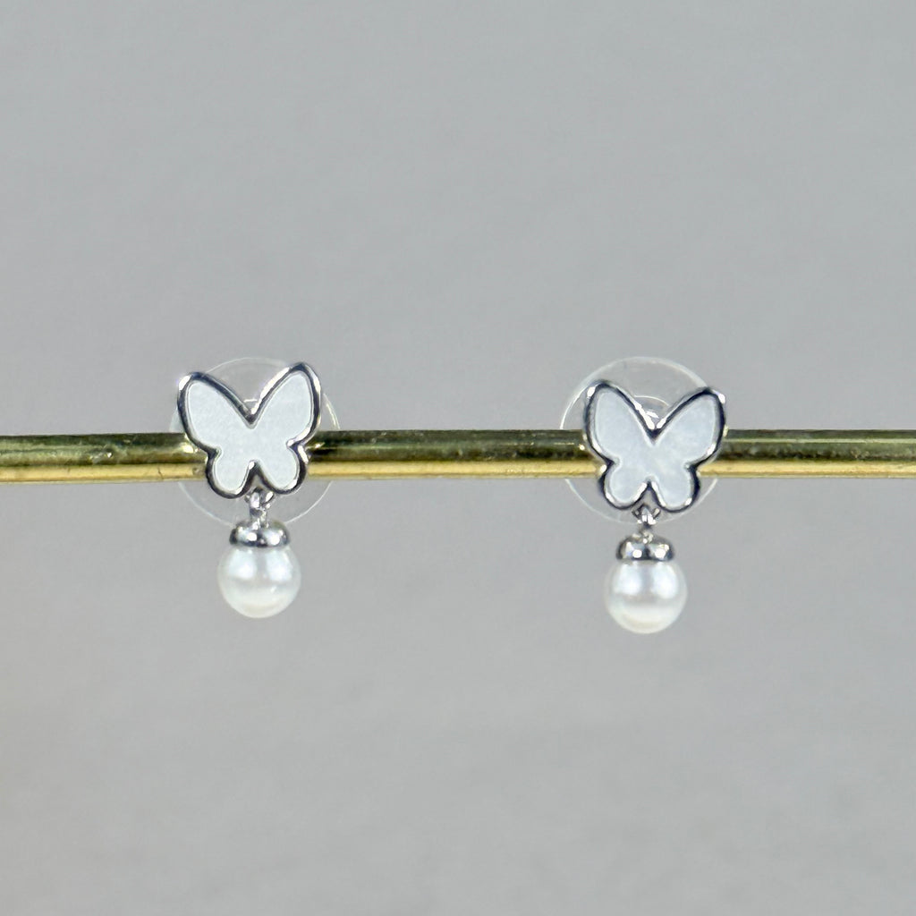 Butterfly Pearl Stud Earrings