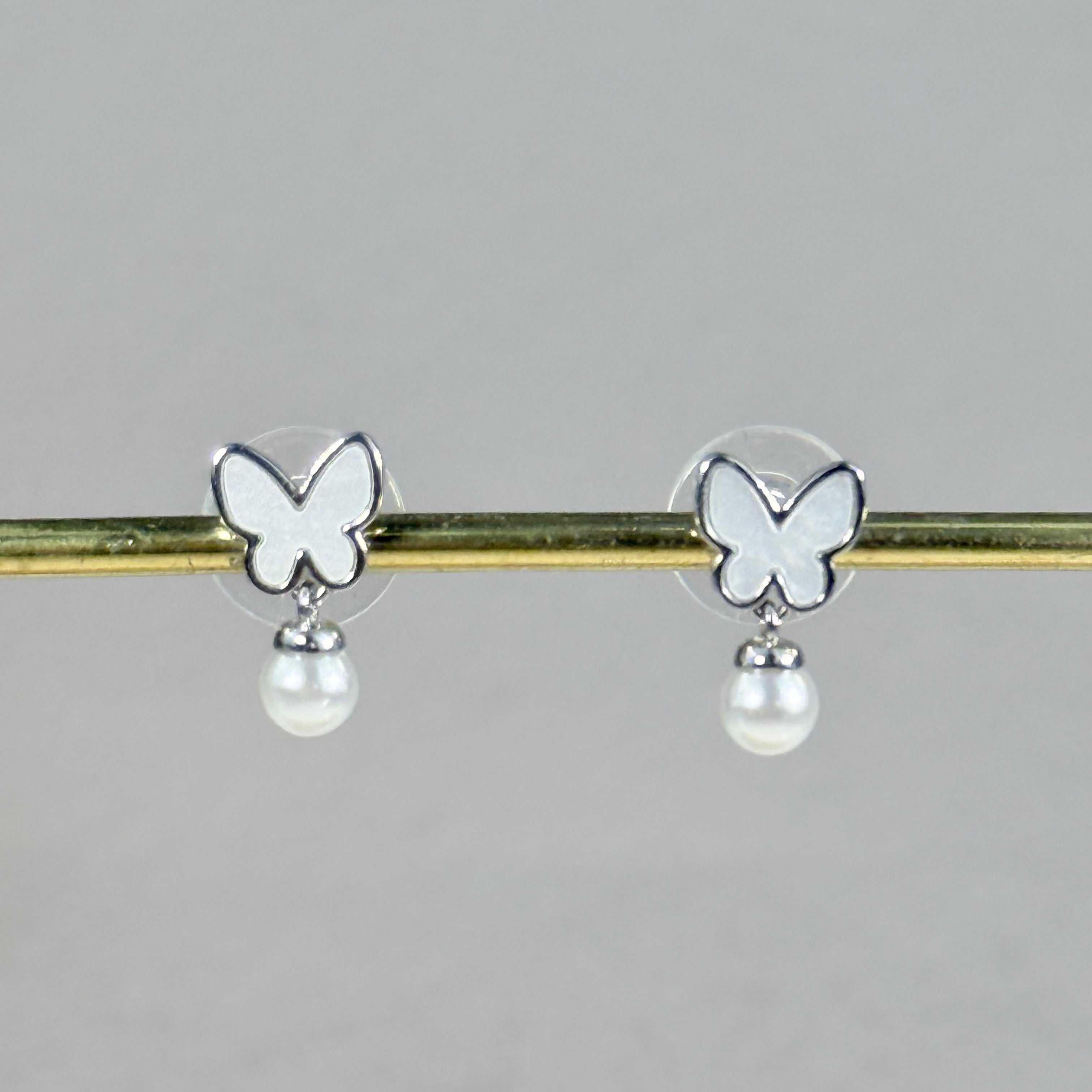 Butterfly Pearl Stud Earrings