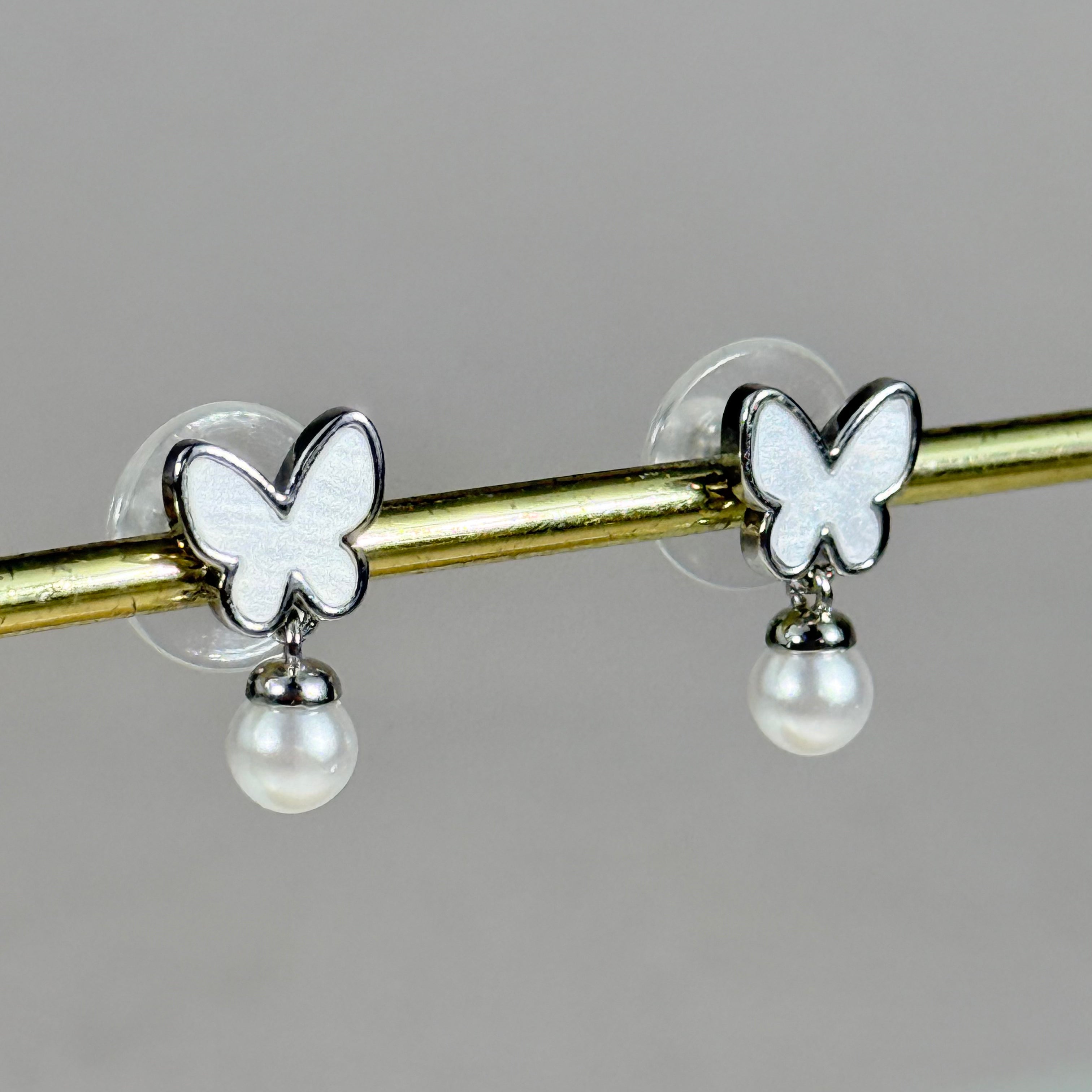 Butterfly Pearl Stud Earrings