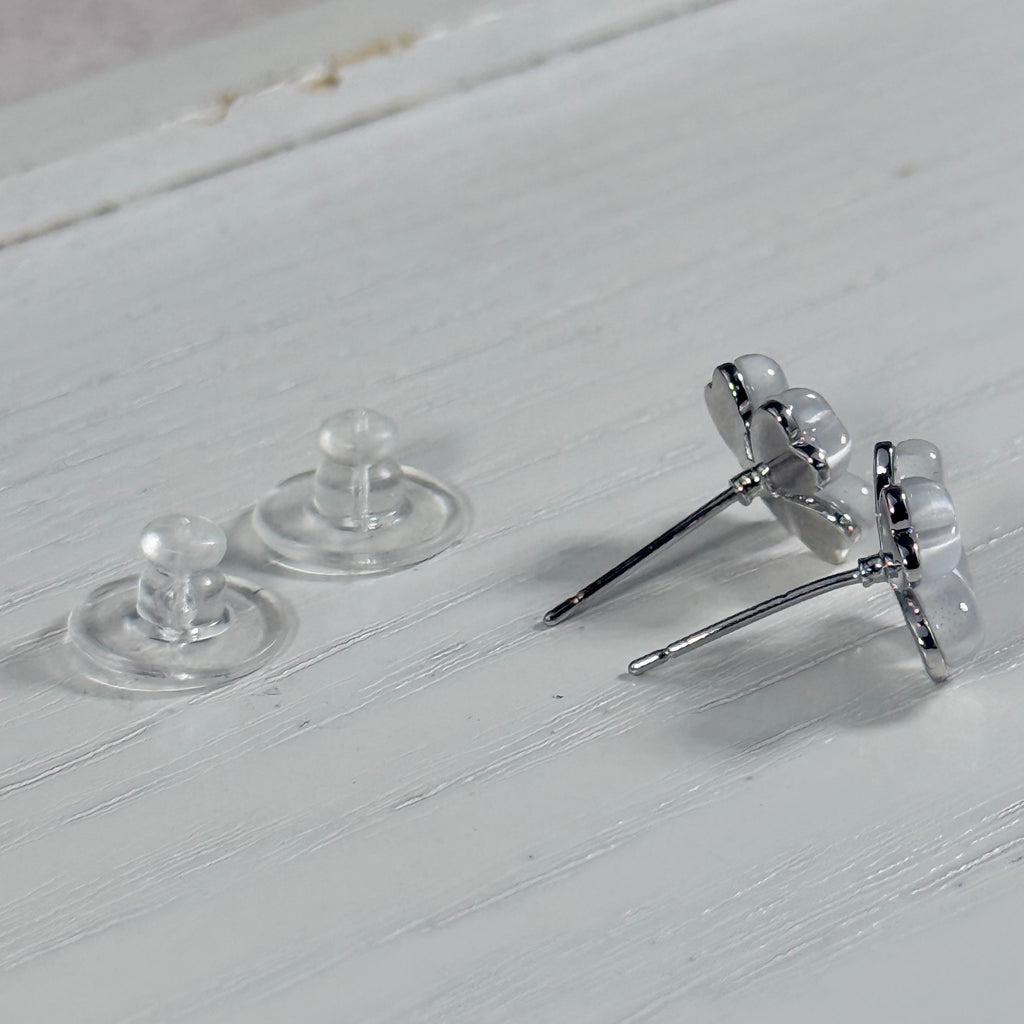 Clover Cat's Eye Stud Earrings