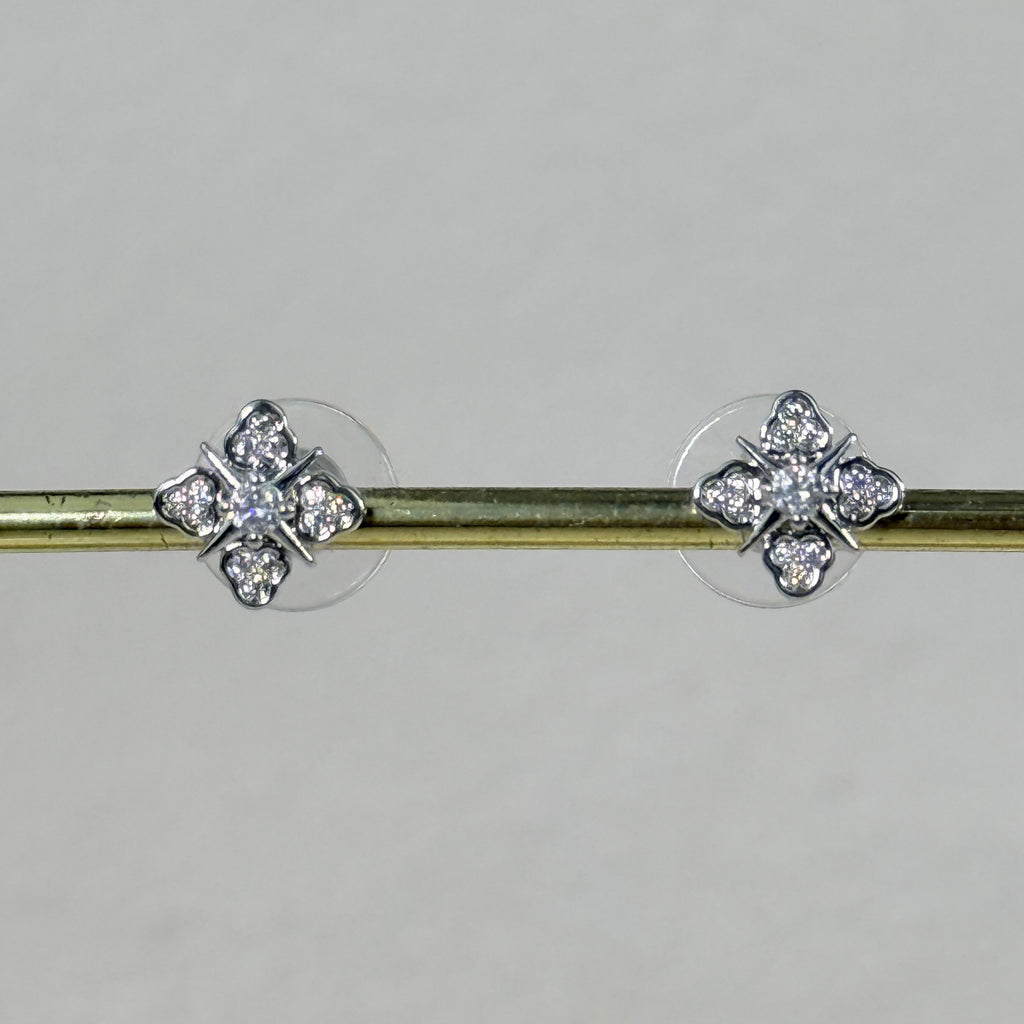 Sparkling Clover Stud Earrings