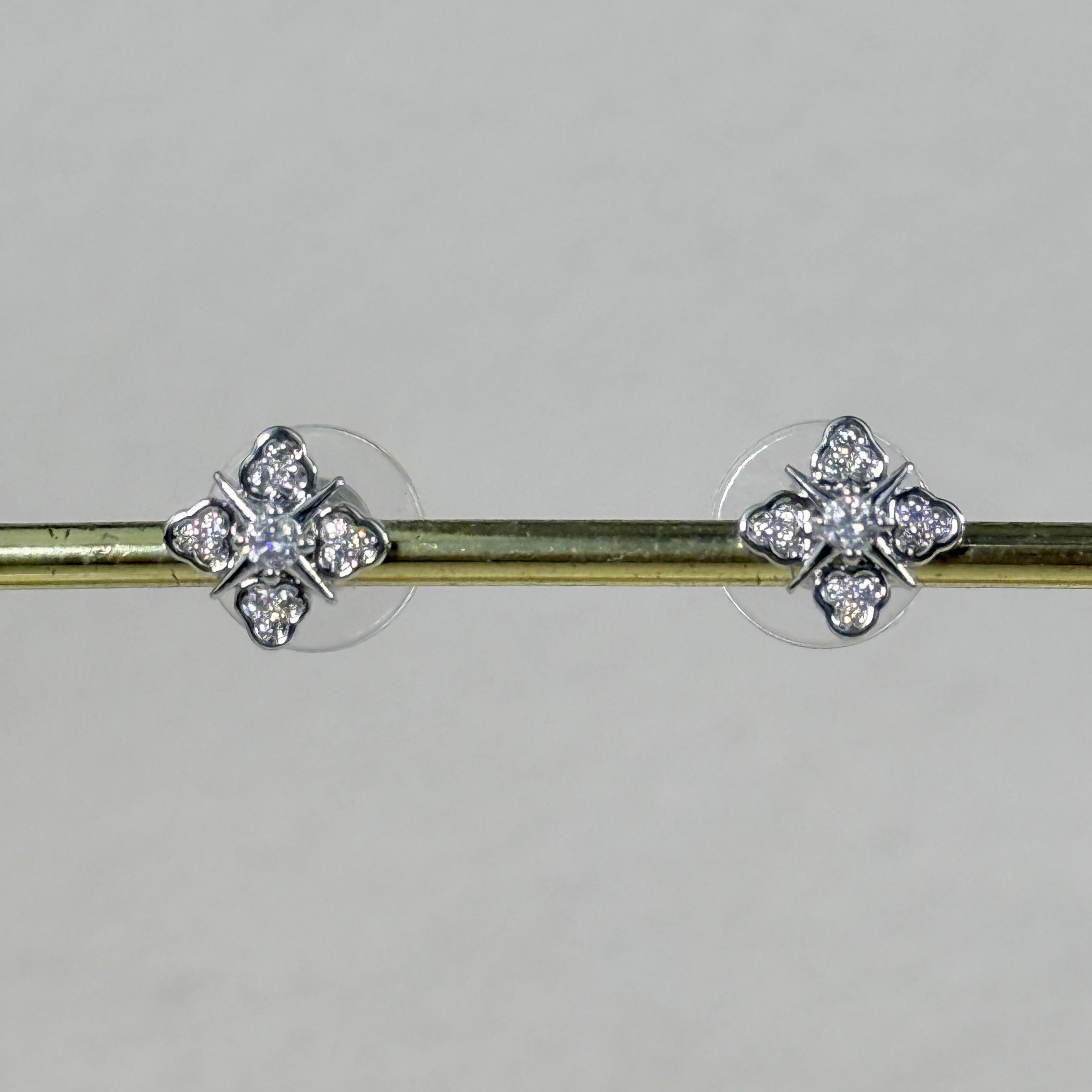 Sparkling Clover Stud Earrings