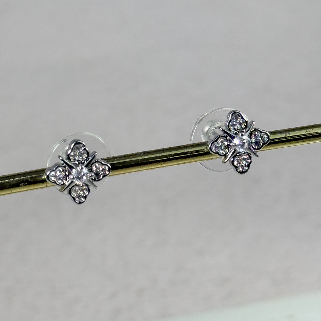 Sparkling Clover Stud Earrings