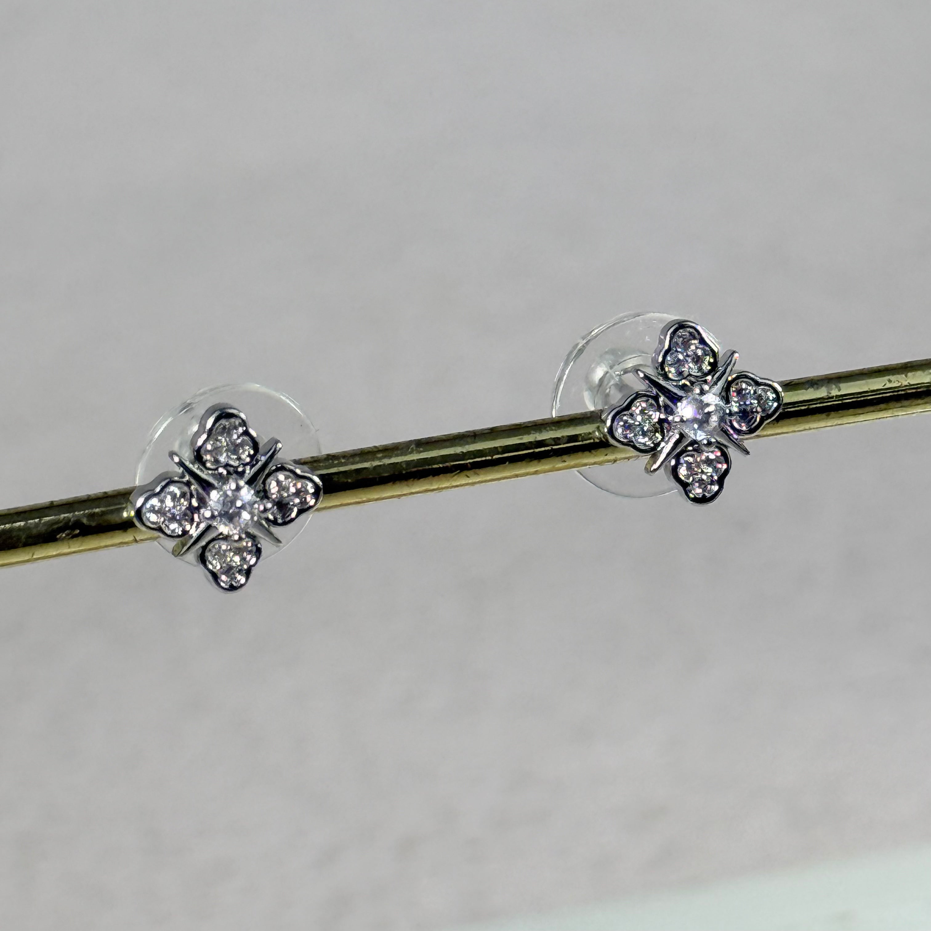 Sparkling Clover Stud Earrings