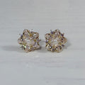 Golden Blossom Pearl Stud Earrings