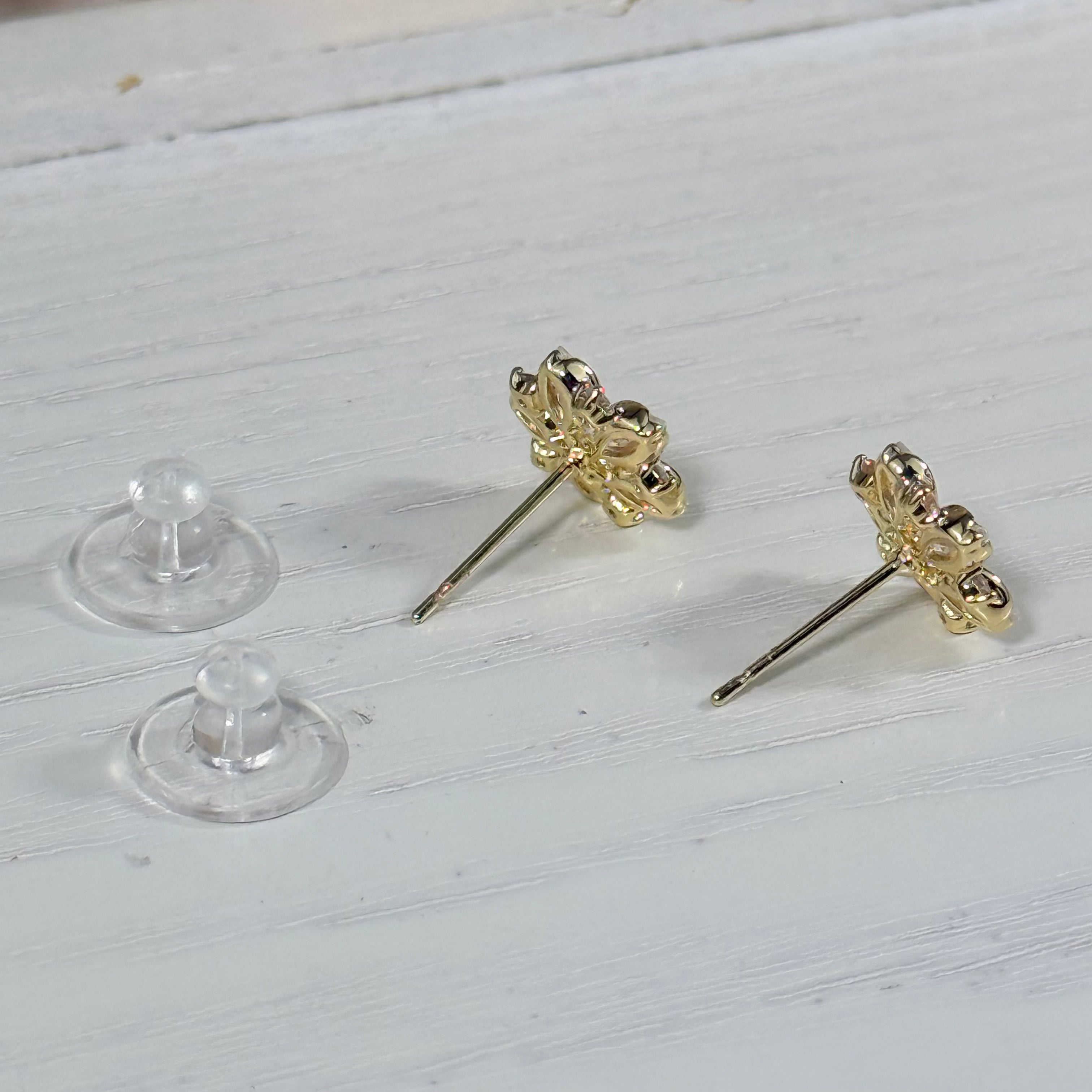 Golden Blossom Pearl Stud Earrings