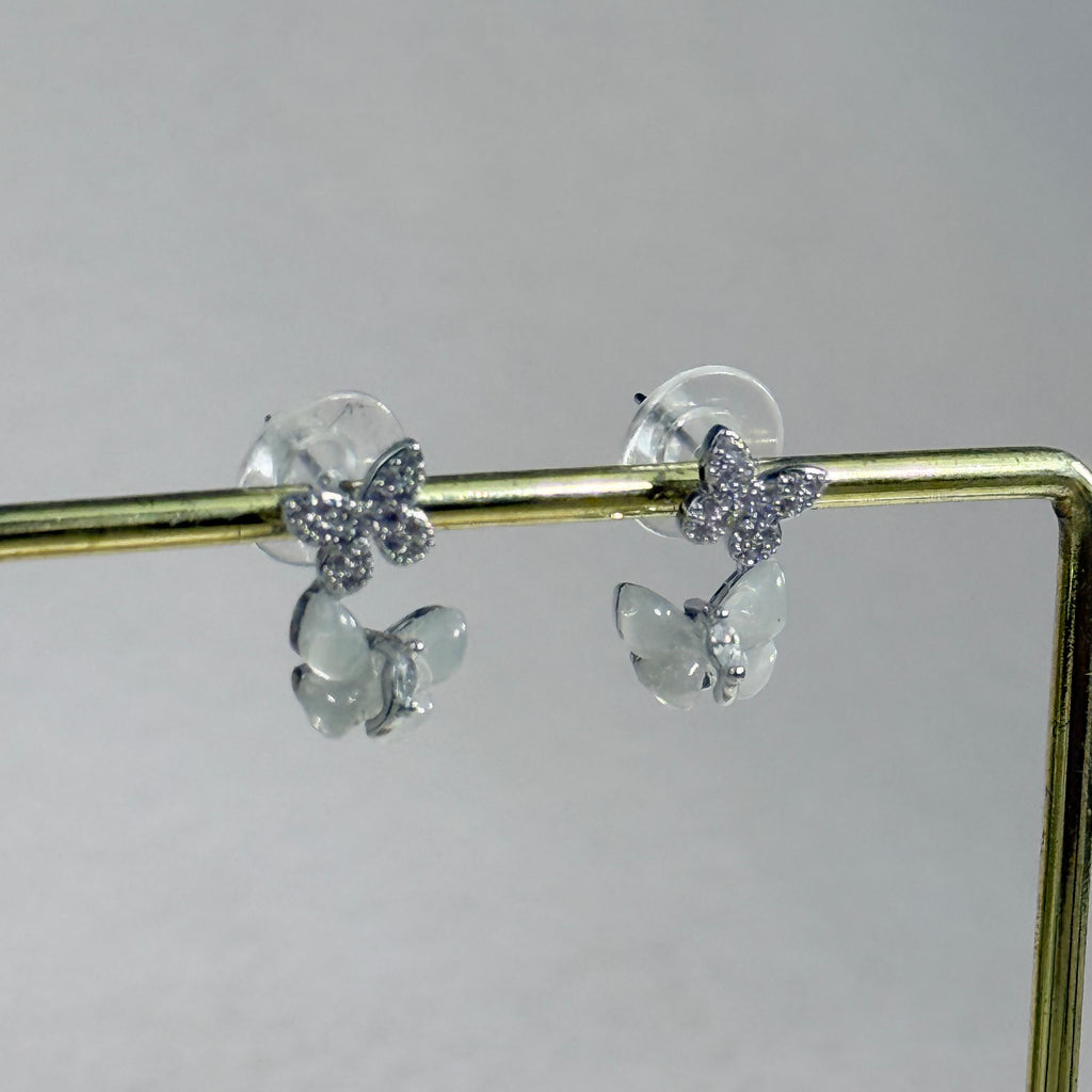 Crystal Cat's Eye Butterfly Drop Stud Earrings