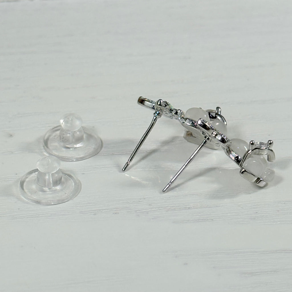 Crystal Cat's Eye Butterfly Drop Stud Earrings
