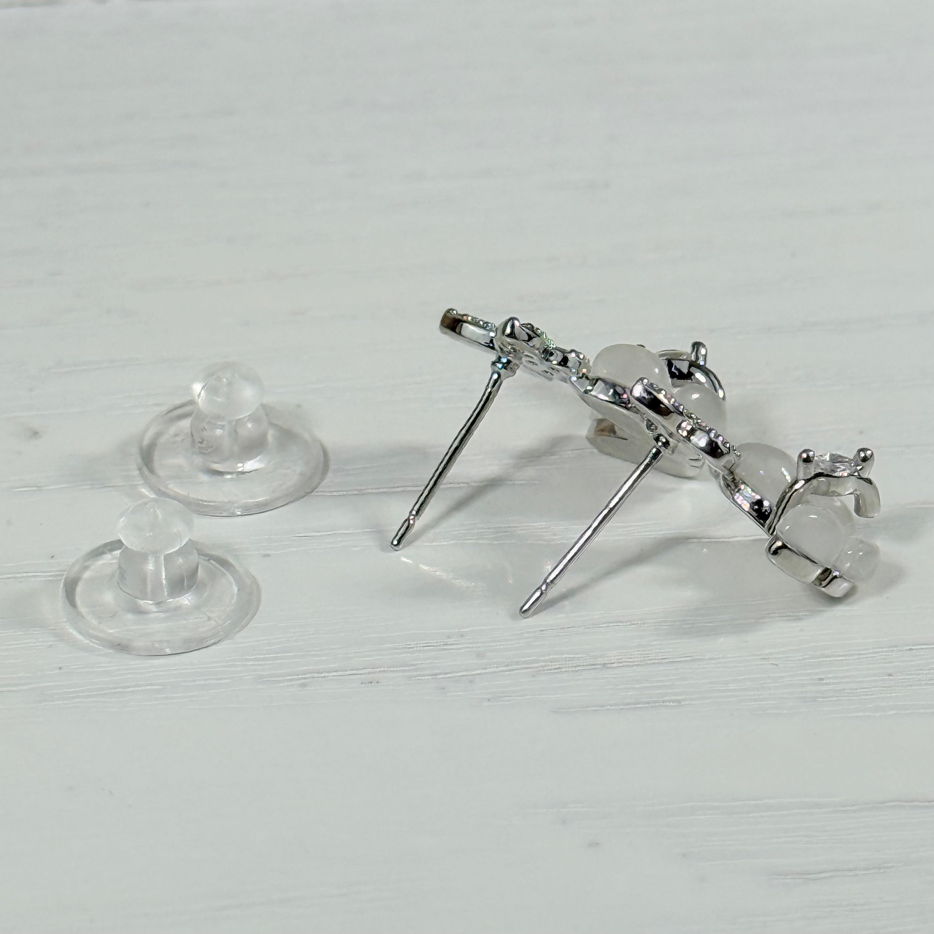 Crystal Cat's Eye Butterfly Drop Stud Earrings