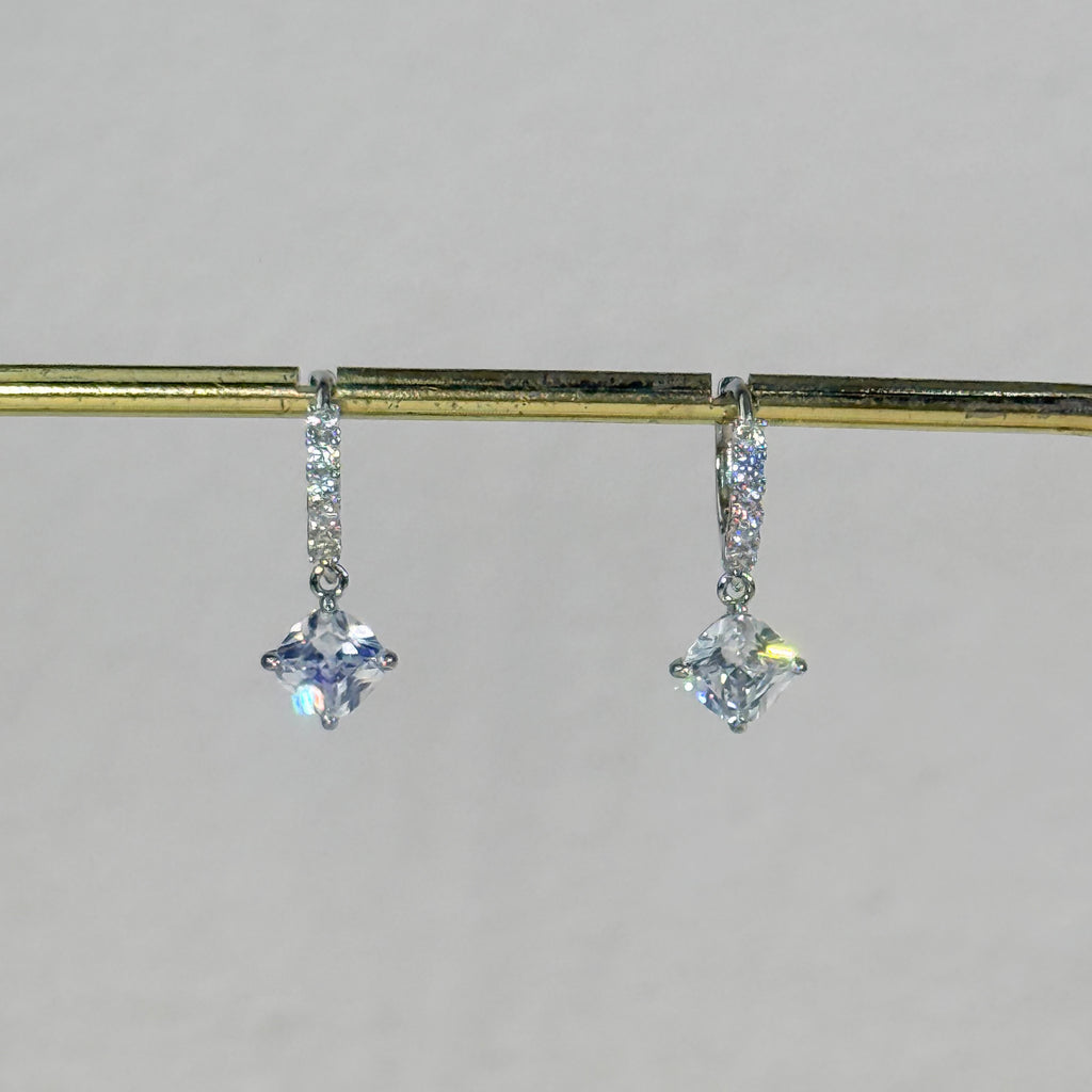 Princess Cut Crystal Hoop Earrings