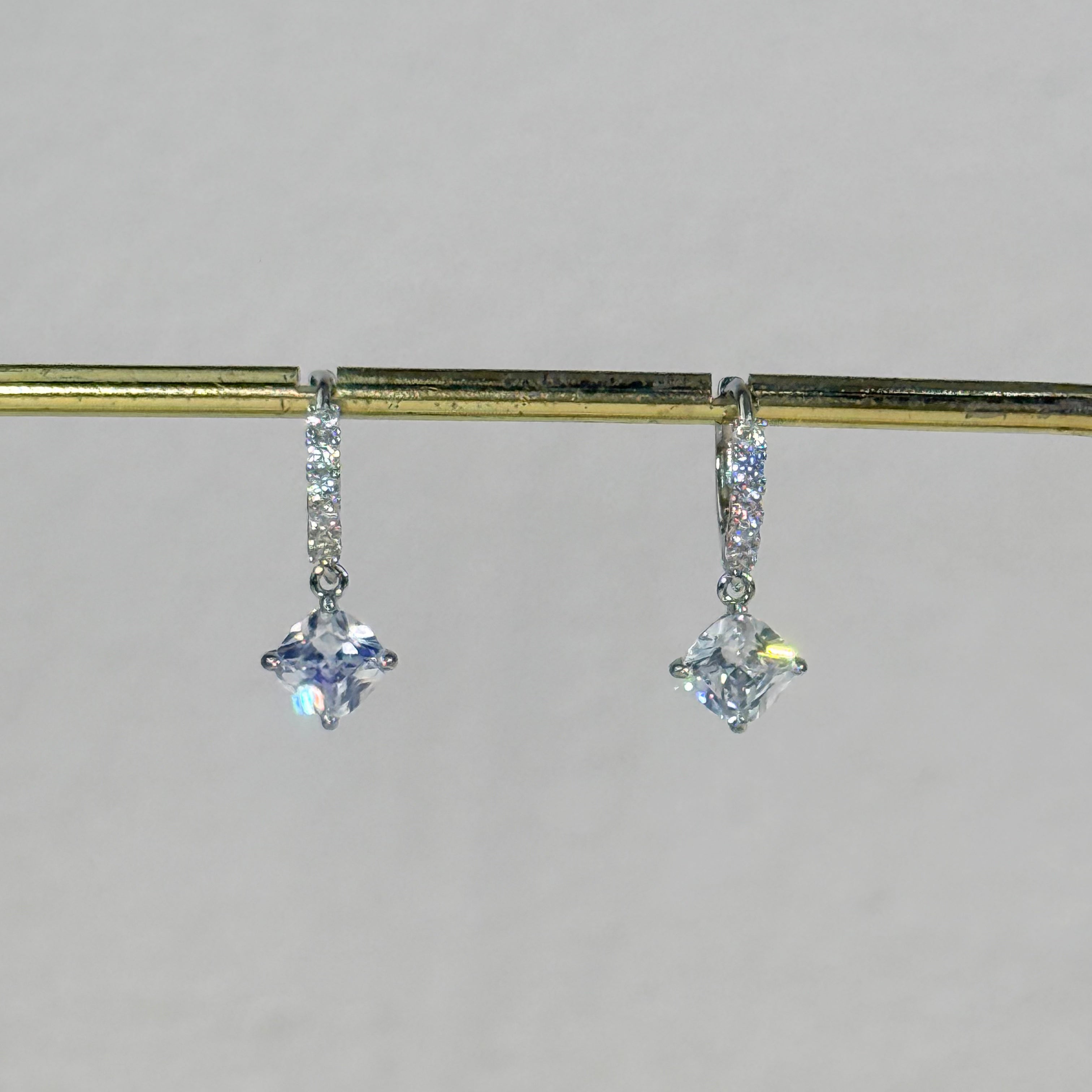 Princess Cut Crystal Hoop Earrings