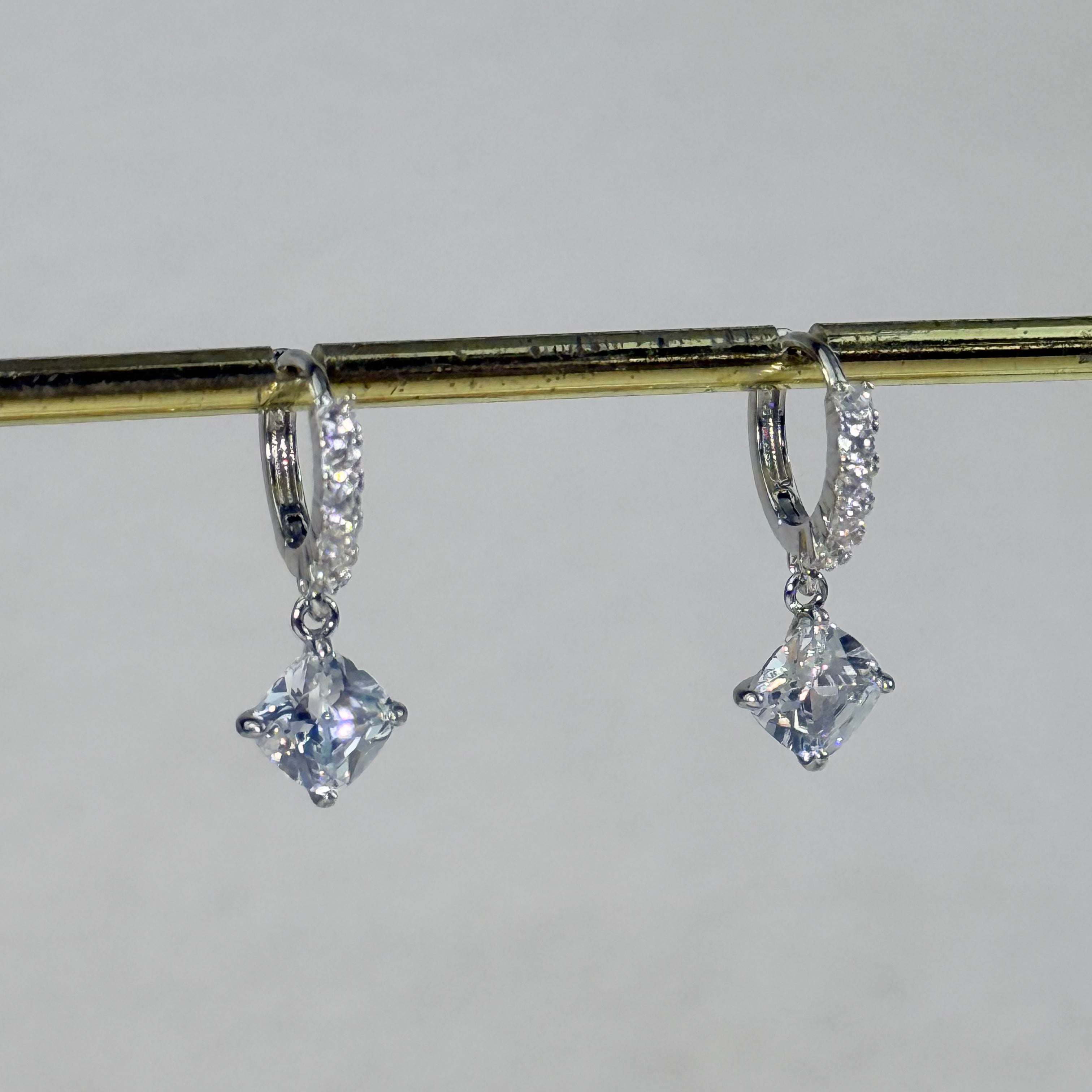 Princess Cut Crystal Hoop Earrings