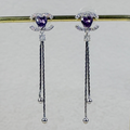 Lavender Heart Chain Stud Tassel Earrings