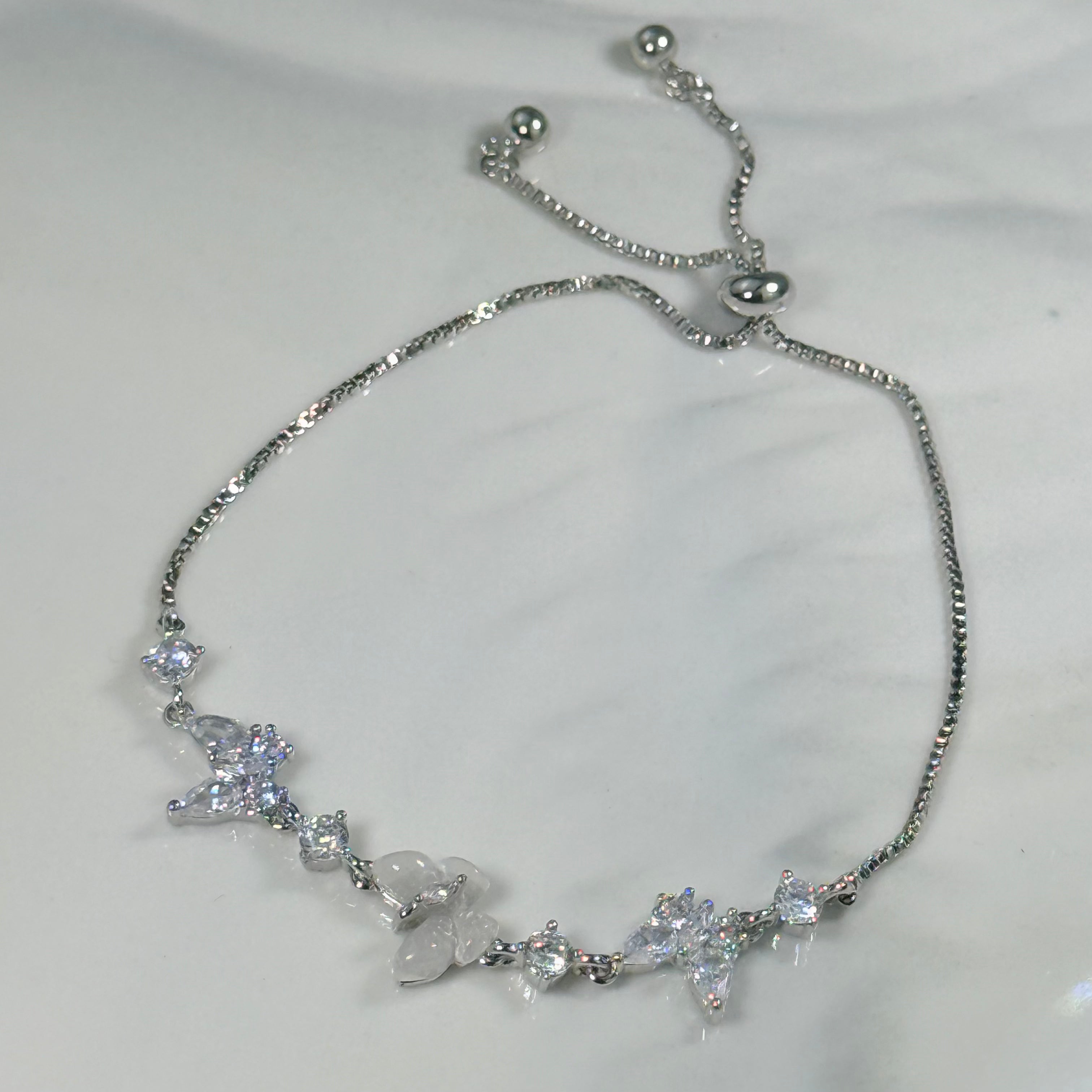 Cat's Eye Butterfly Bracelet (Silver)
