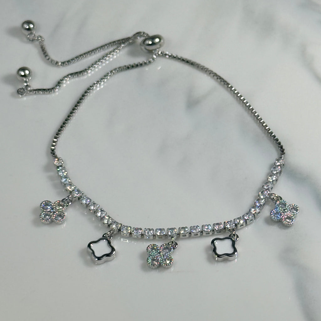 Sparkling Clover Charm Bracelet