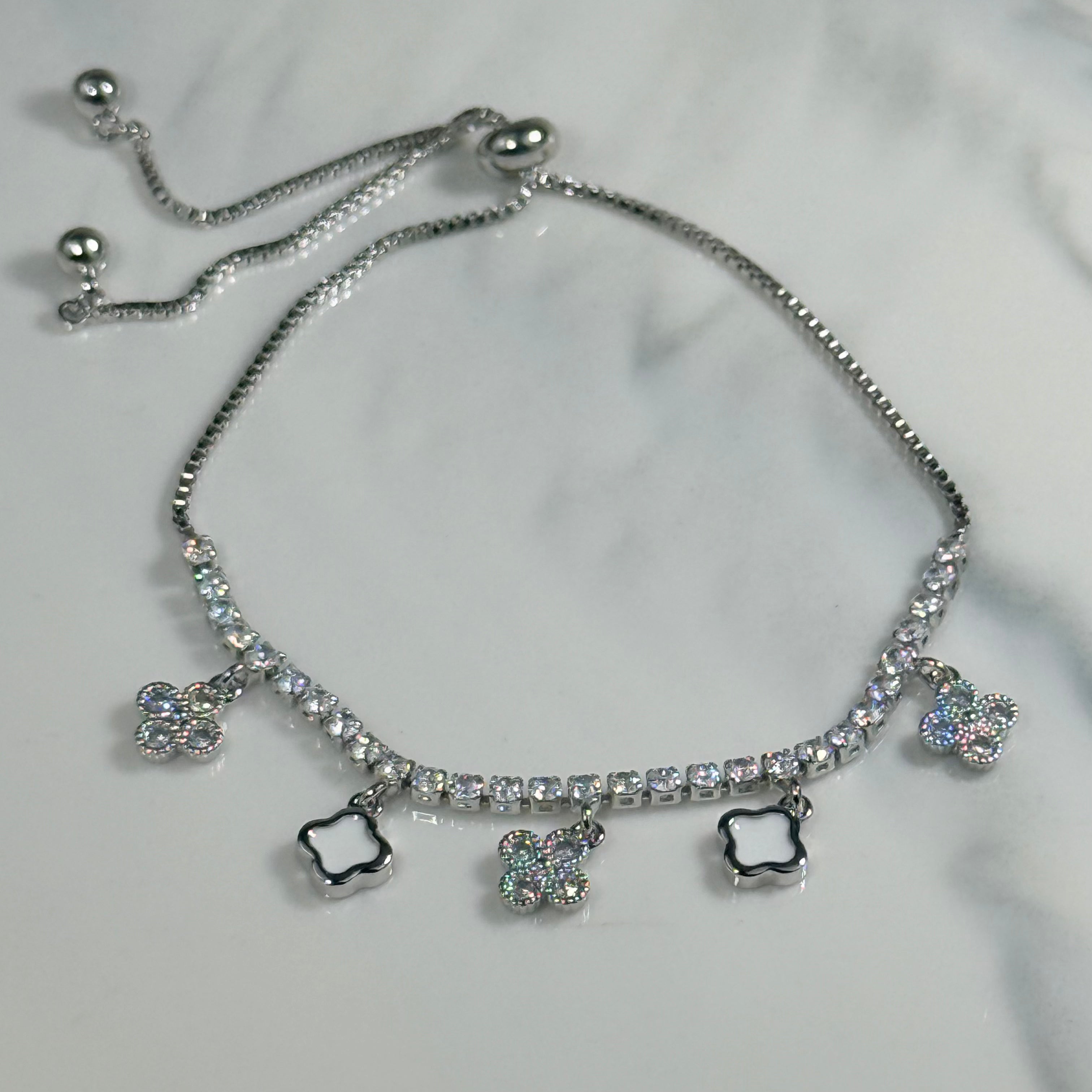 Sparkling Clover Charm Bracelet