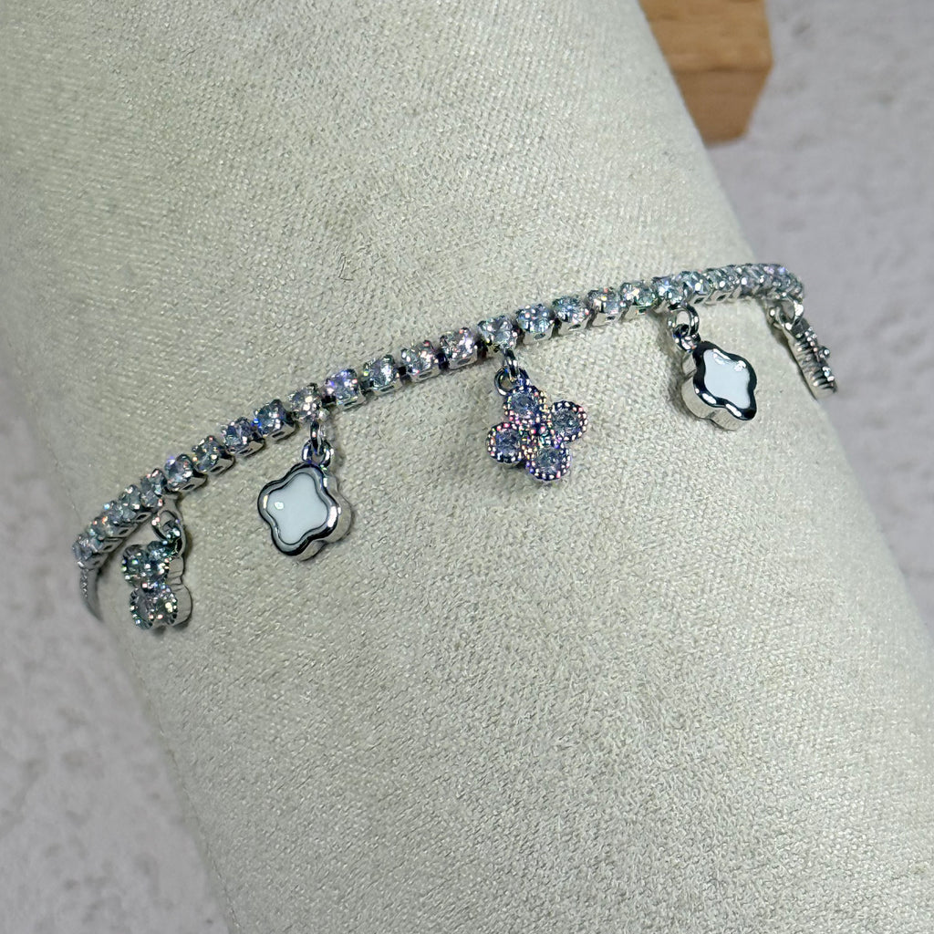 Sparkling Clover Charm Bracelet