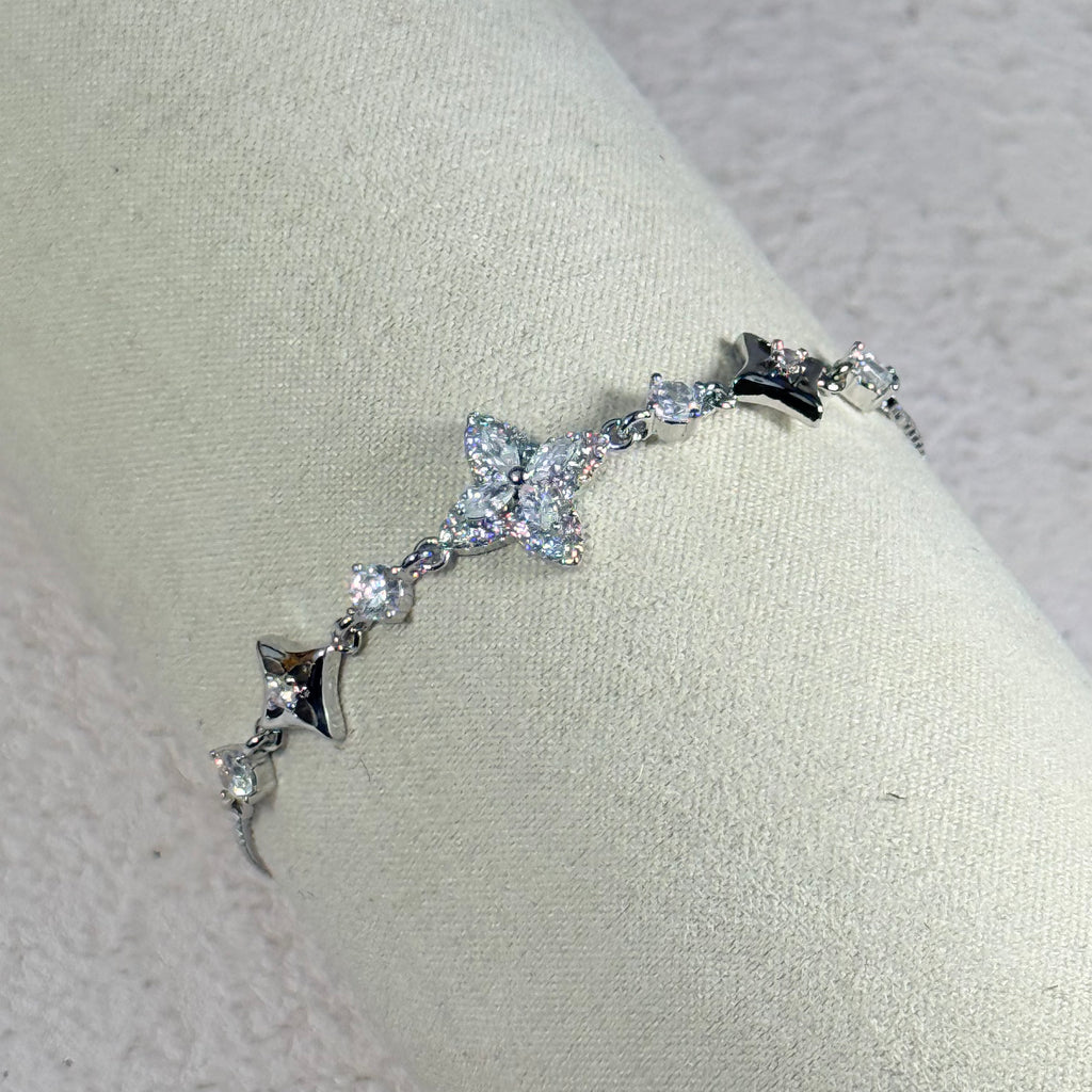 Floral Crystal Bracelet (Silver)