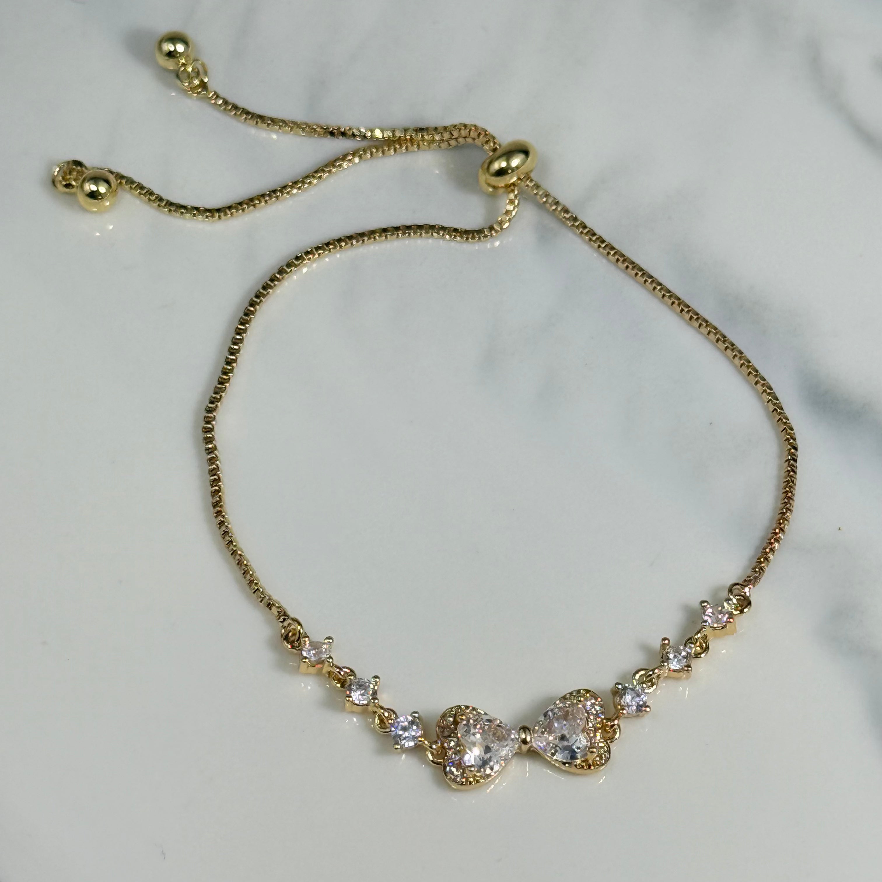 Twin Heart Bracelet (Gold)