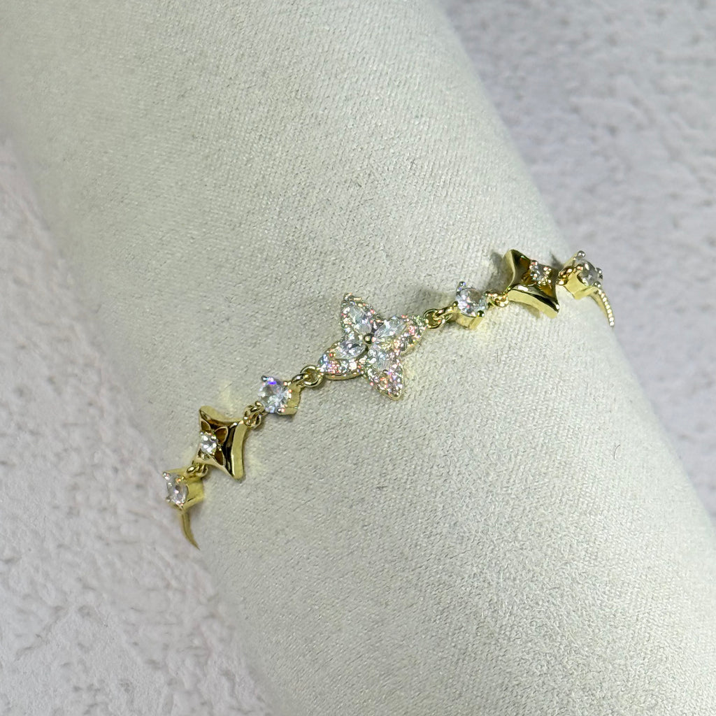 Floral Crystal Bracelet (Gold)