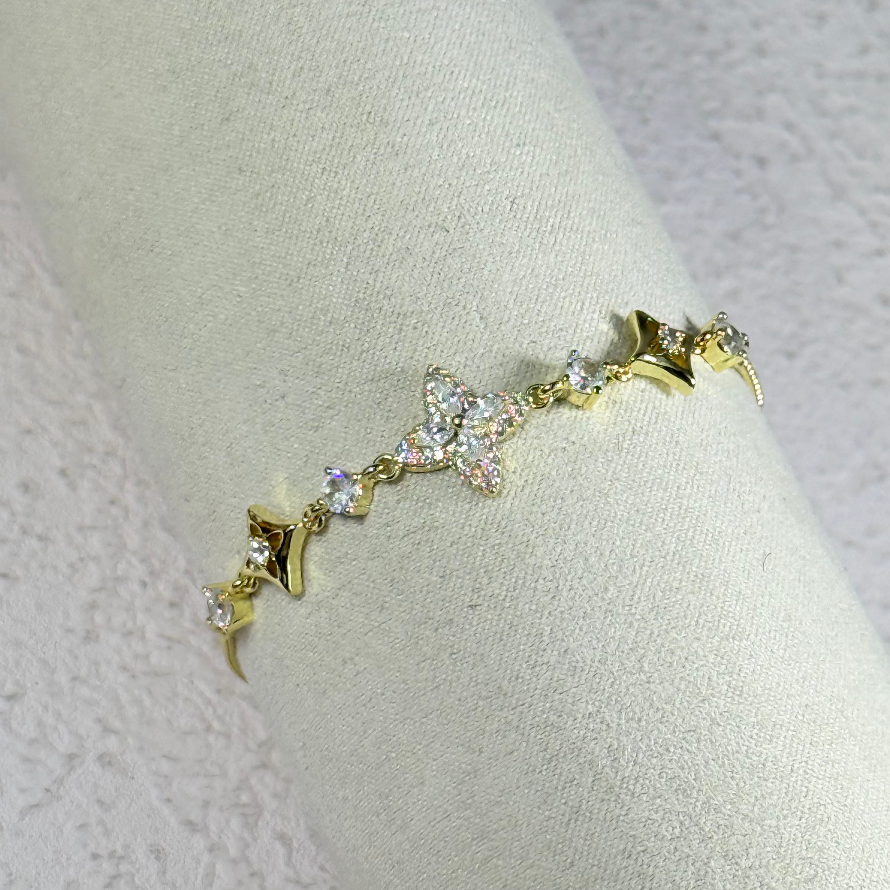 Floral Crystal Bracelet (Gold)