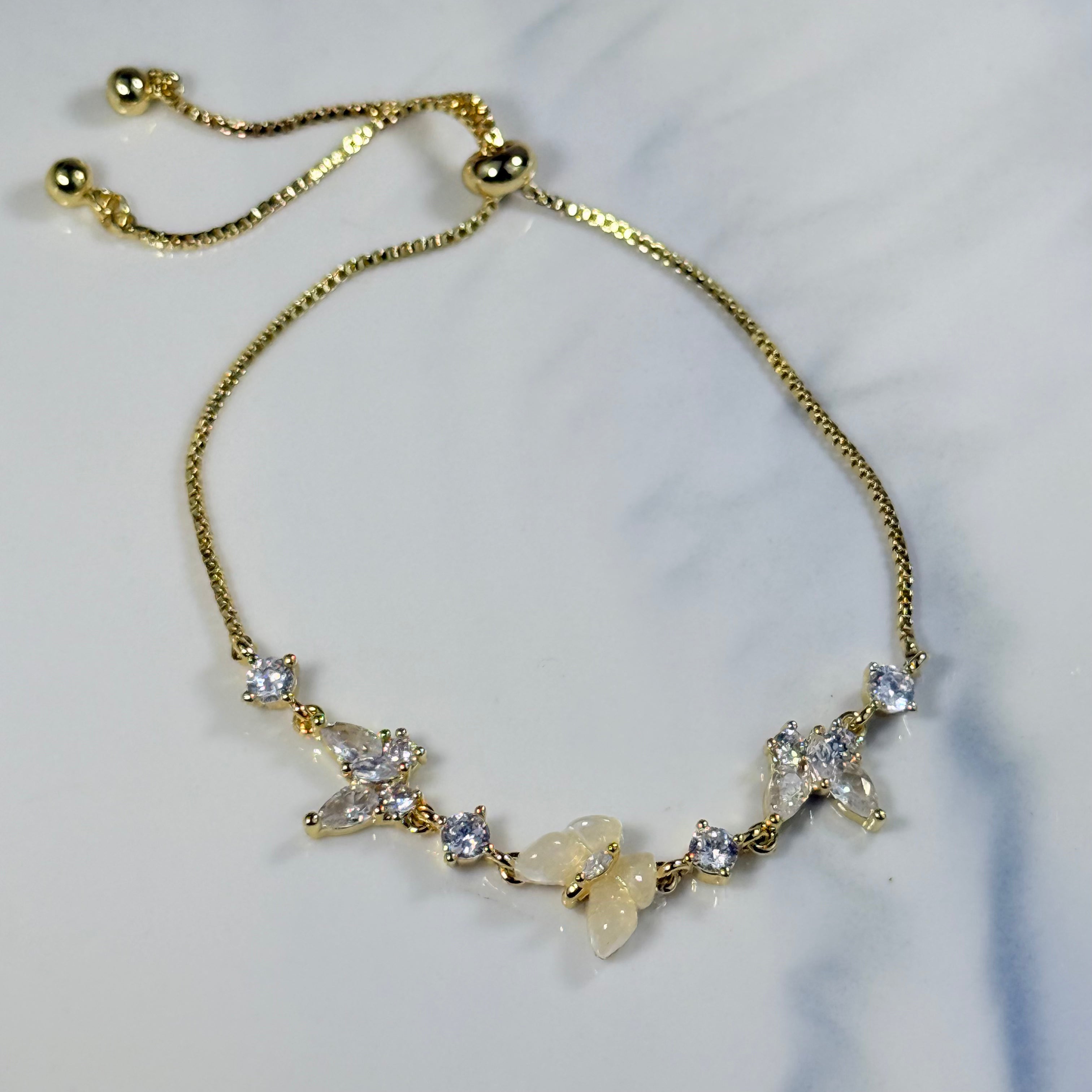 Cat's Eye Butterfly Bracelet (Gold)