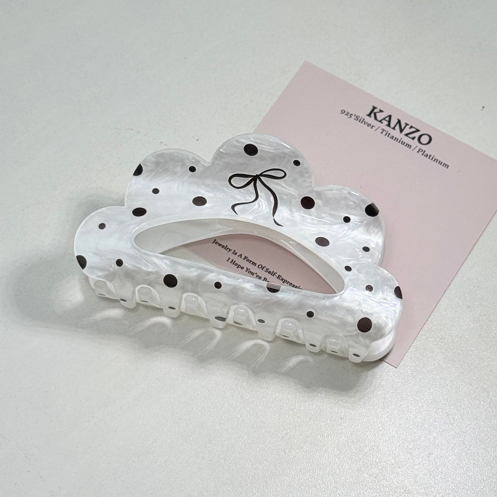 Polka Bow Cloud Acetate Hair Claw