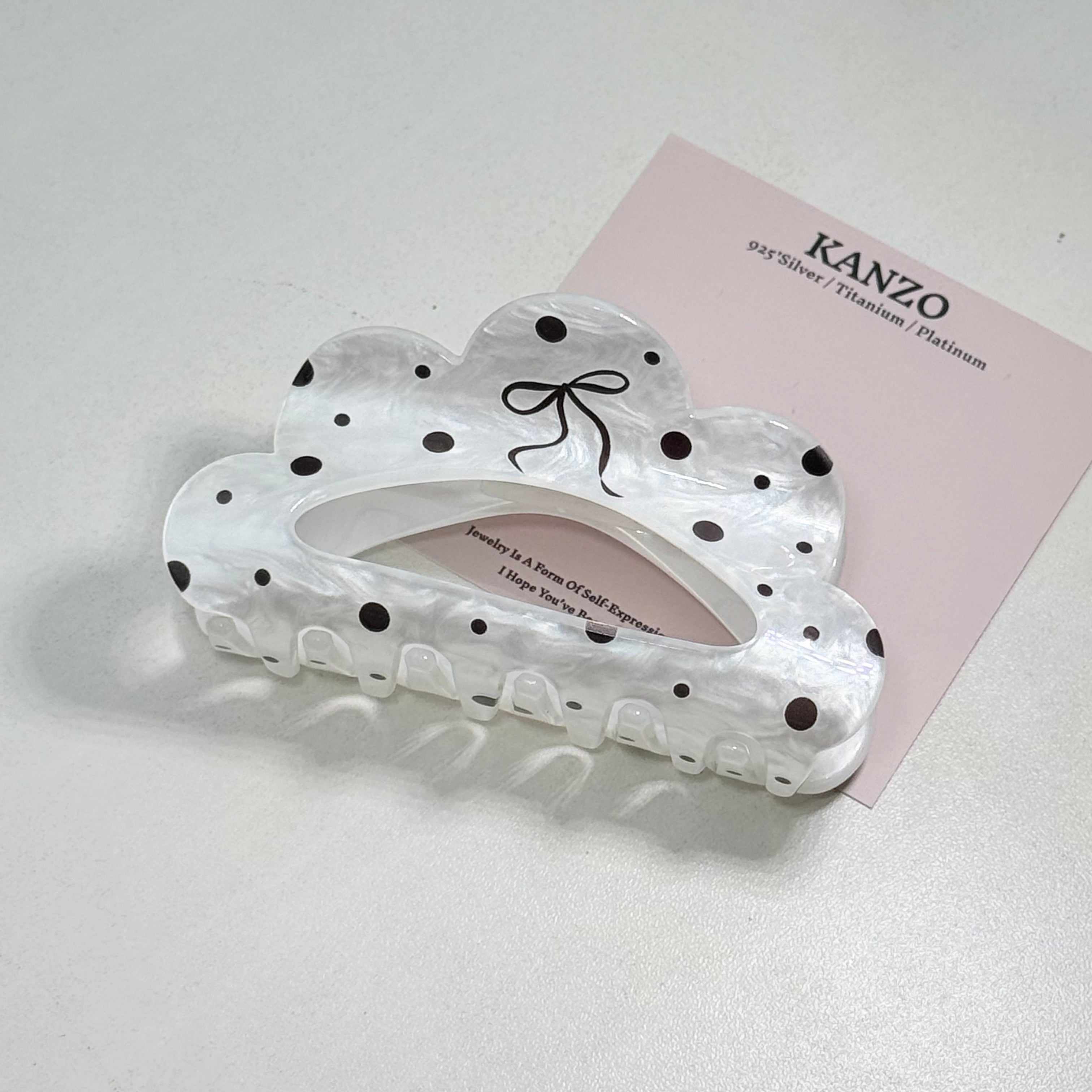 Polka Bow Cloud Acetate Hair Claw