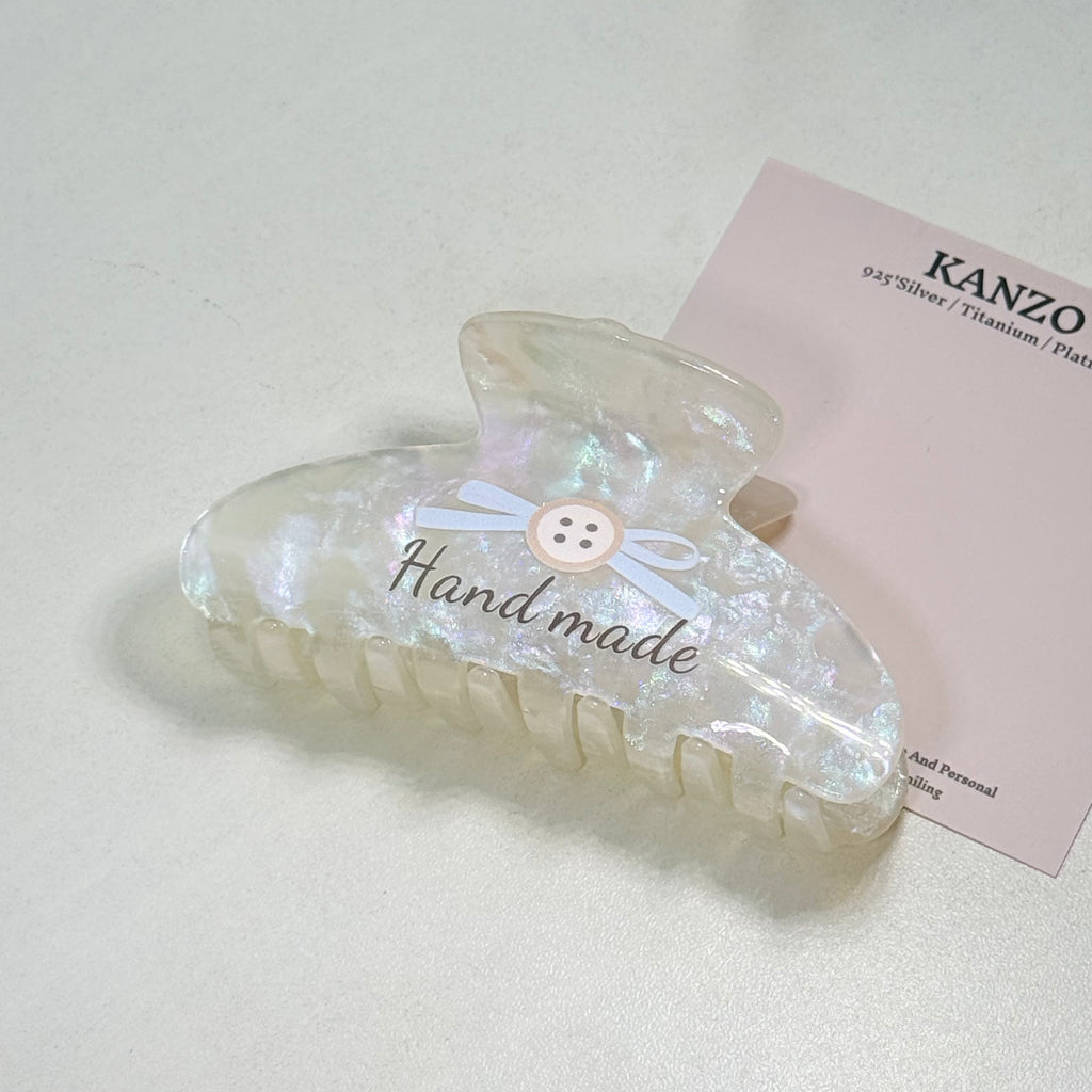 Bow Button Acetate Hair Claw