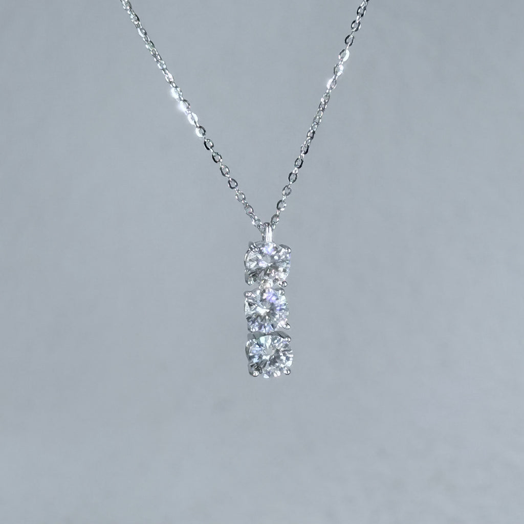 Trio Glow Moissanite 925 Silver Necklace