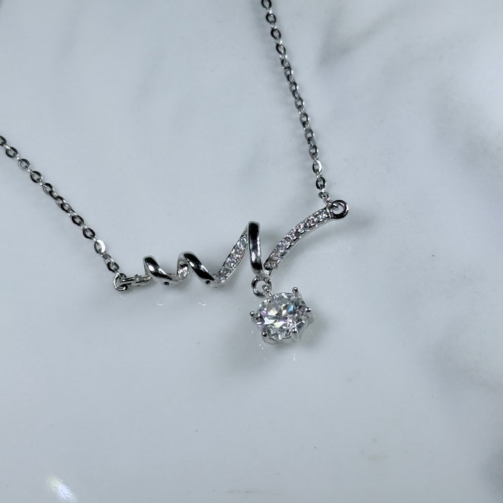 Heartbeat Moissanite 925 Silver Necklace