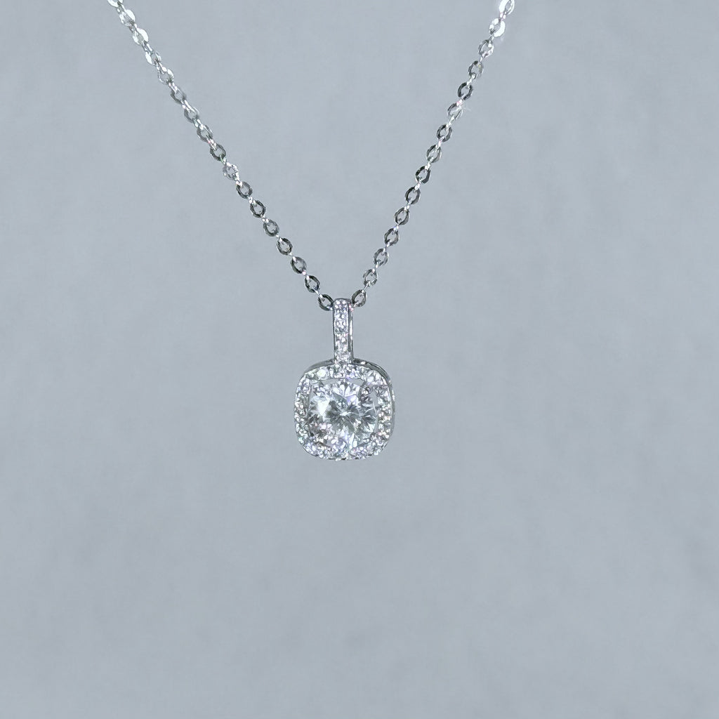 Celeste Halo Moissanite 925 Silver Necklace