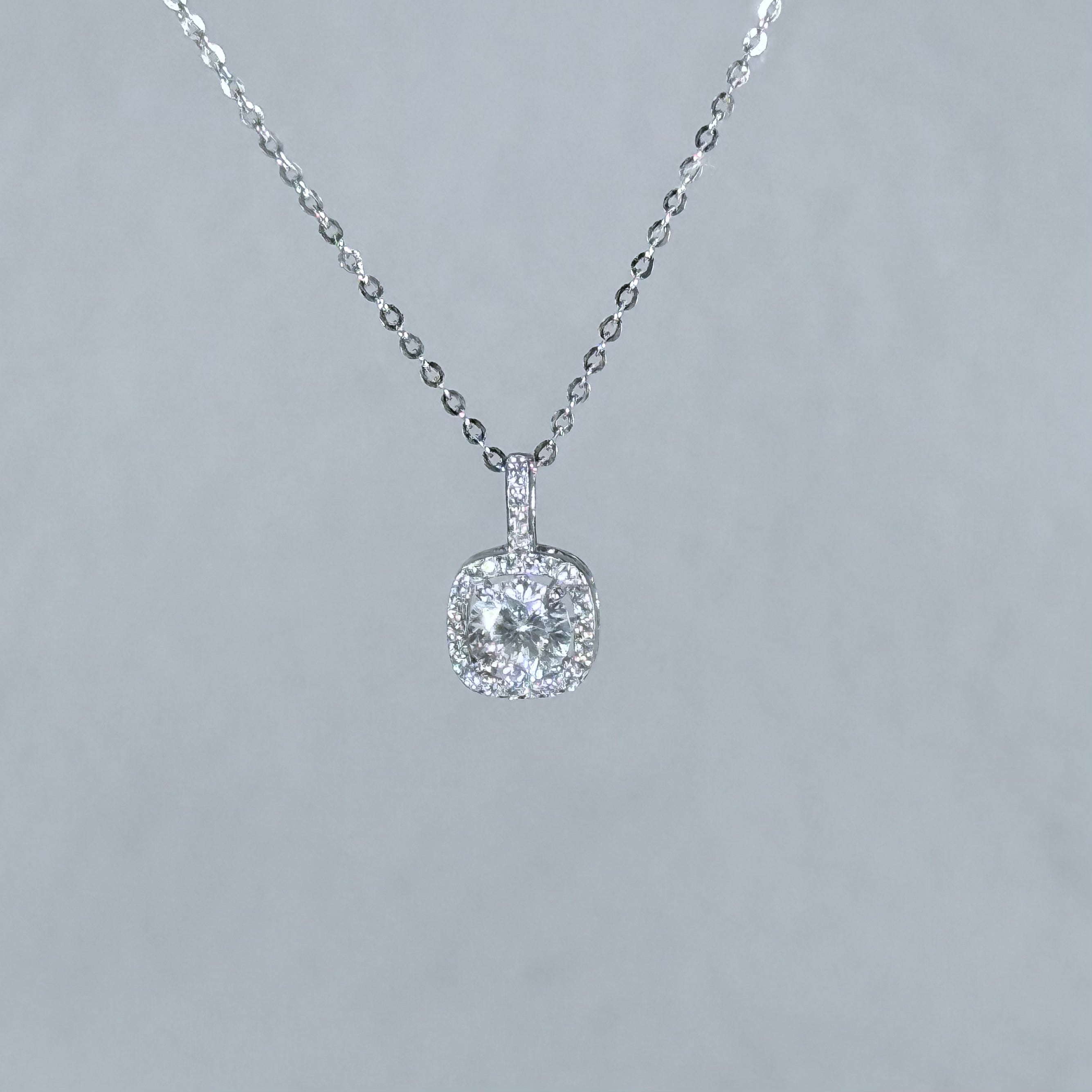 Celeste Halo Moissanite 925 Silver Necklace