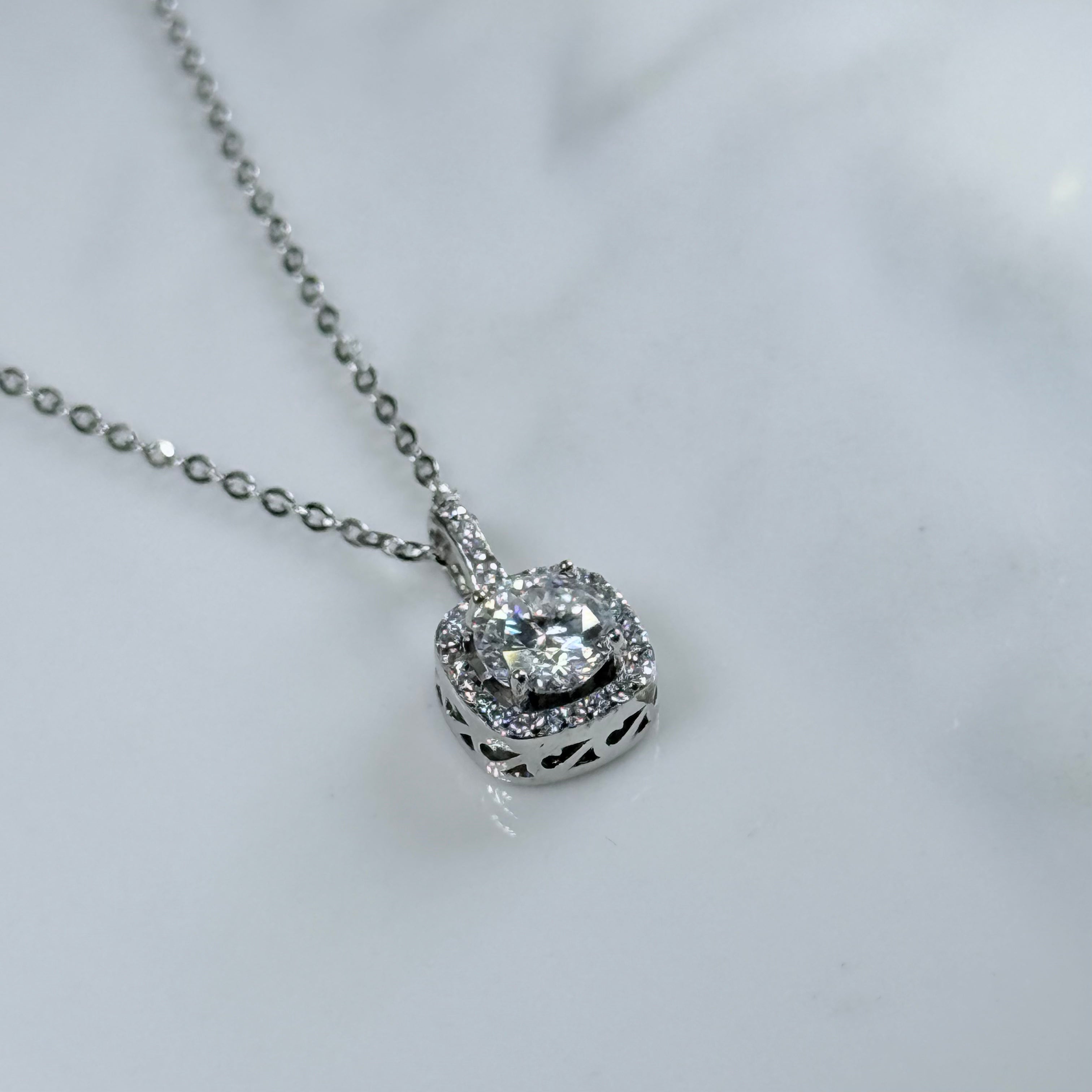Celeste Halo Moissanite 925 Silver Necklace